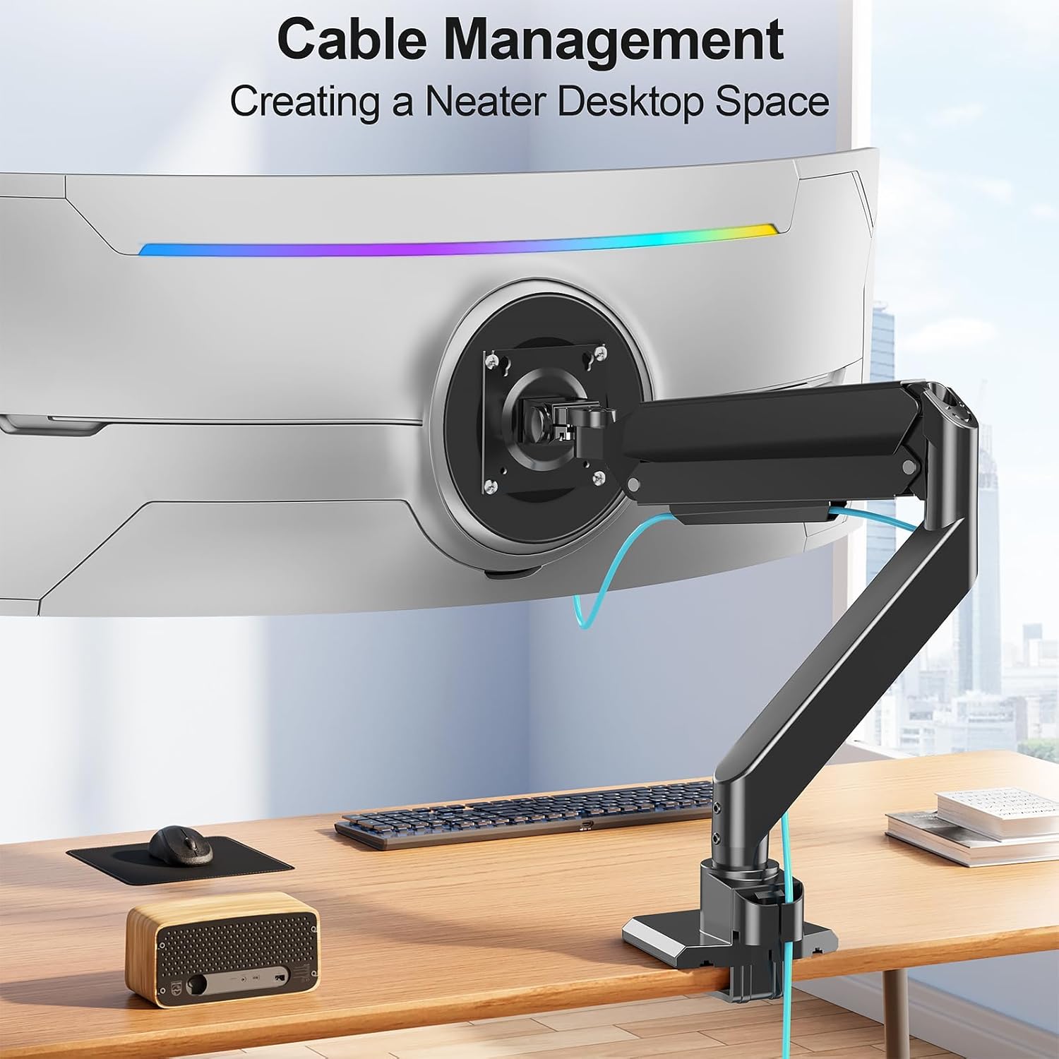 Heavy Duty Single Monitor Desk Mount for 49 Inch Ultrawide Screens up to 44 lbs - Image 6