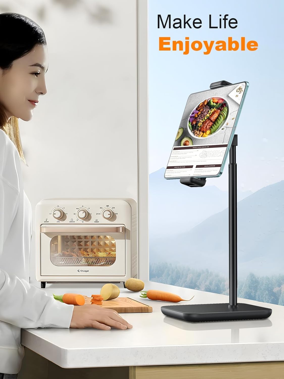 Adjustable 360° Tablet Desk Stand Holder Clamp for 4.7-15.6" Devices Black - Image 6