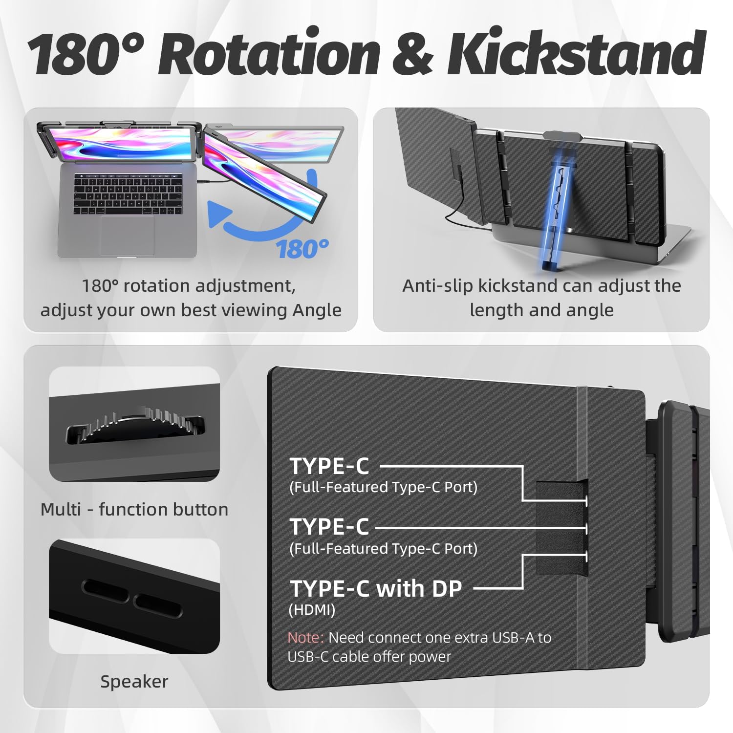 13 Inch 2K IPS Portable Laptop Monitor Extender Plug and Play for 13-17 Inch Laptops - Image 4