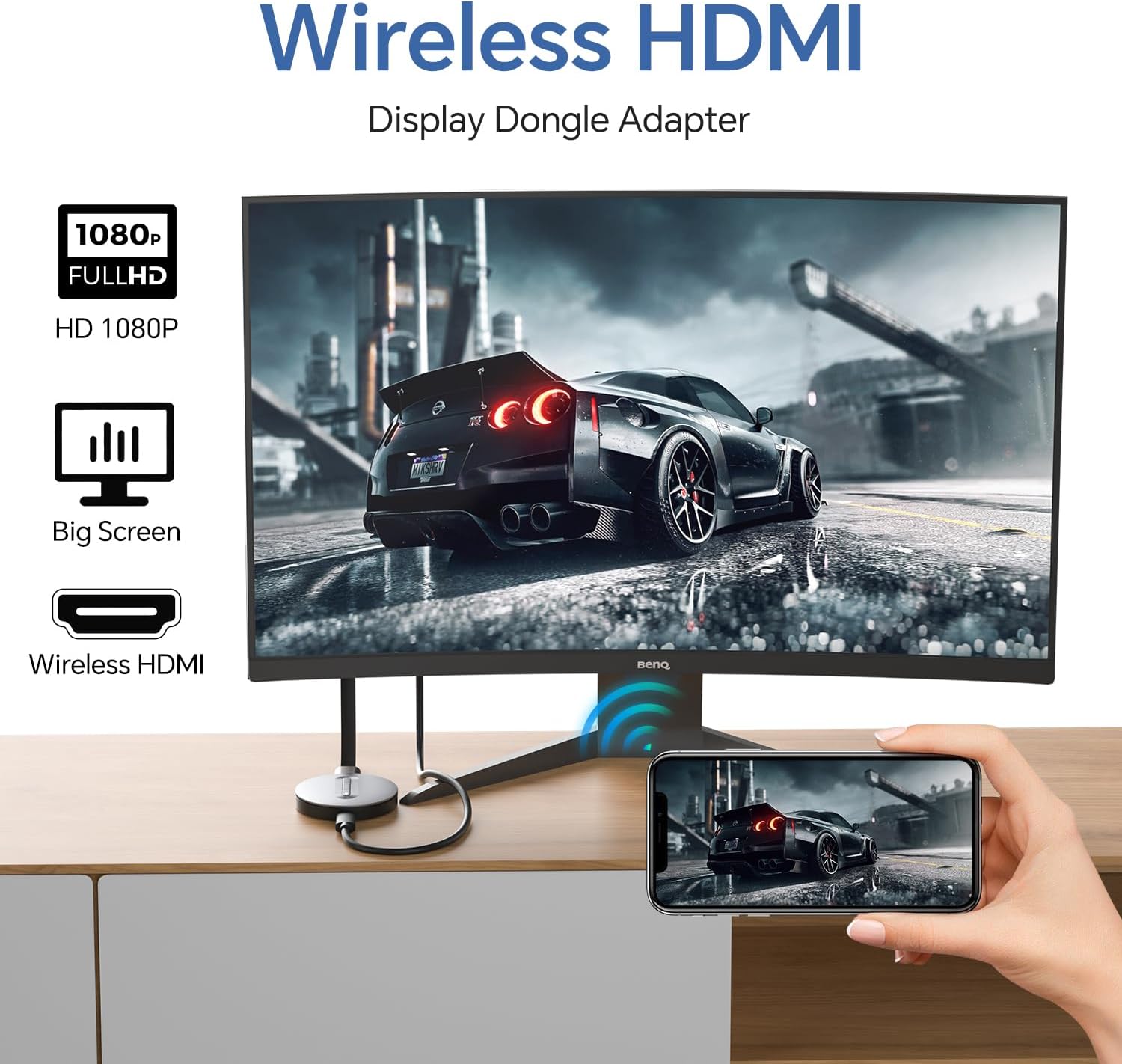 1080p Wireless HDMI Streaming Dongle Adapter for Seamless Screen Mirroring - Image 5