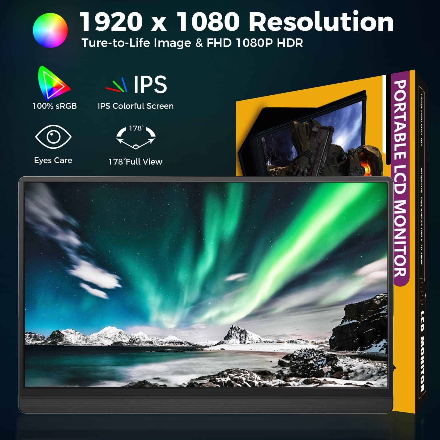 15.6 Inch FHD 1080P Portable Monitor with Protective Case for Laptops, Tablets, and Gaming Consoles - Image 2