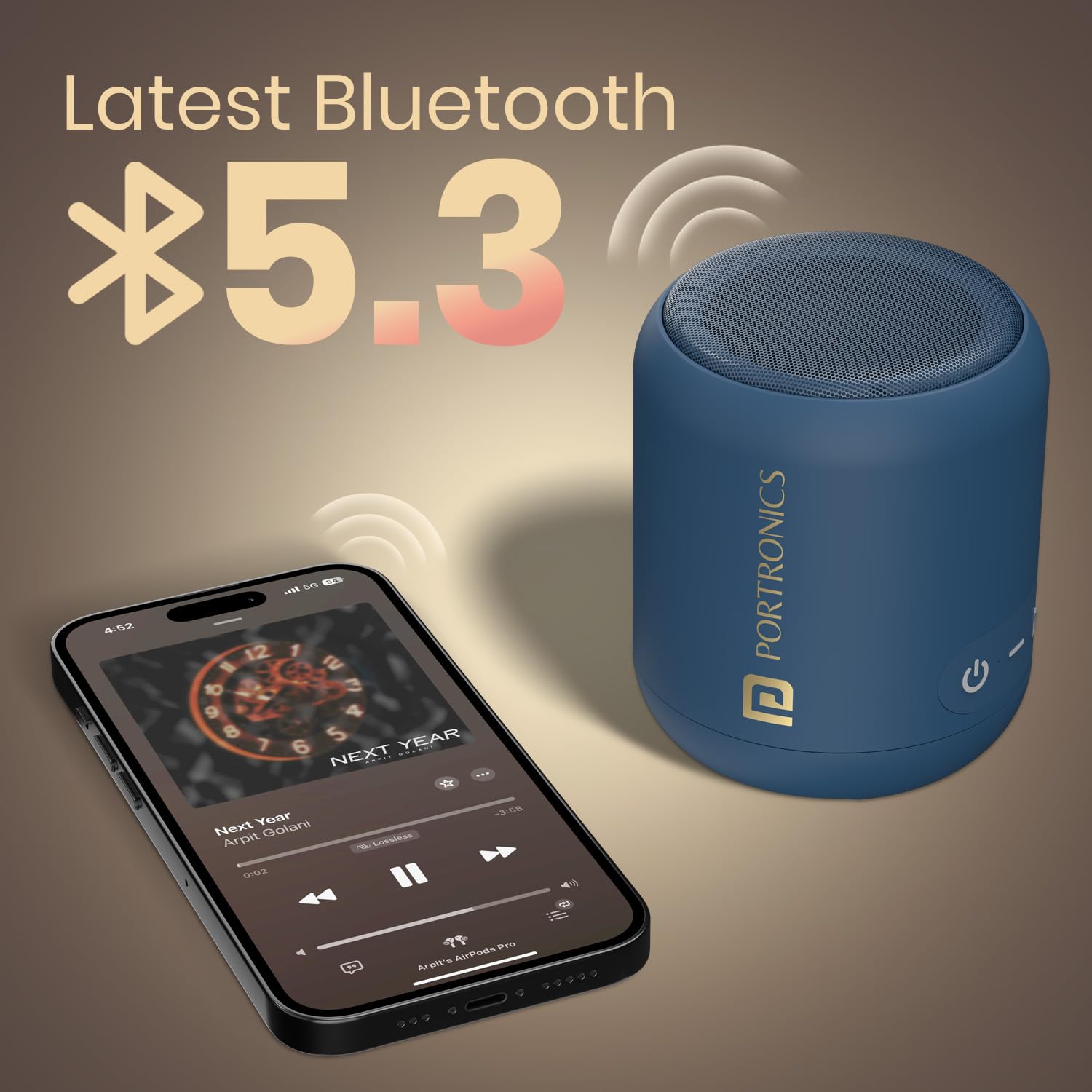 Portronics SoundDrum 1 12W TWS Portable Bluetooth Speaker Blue with 360° Sound and Type C Fast Charging - Image 2