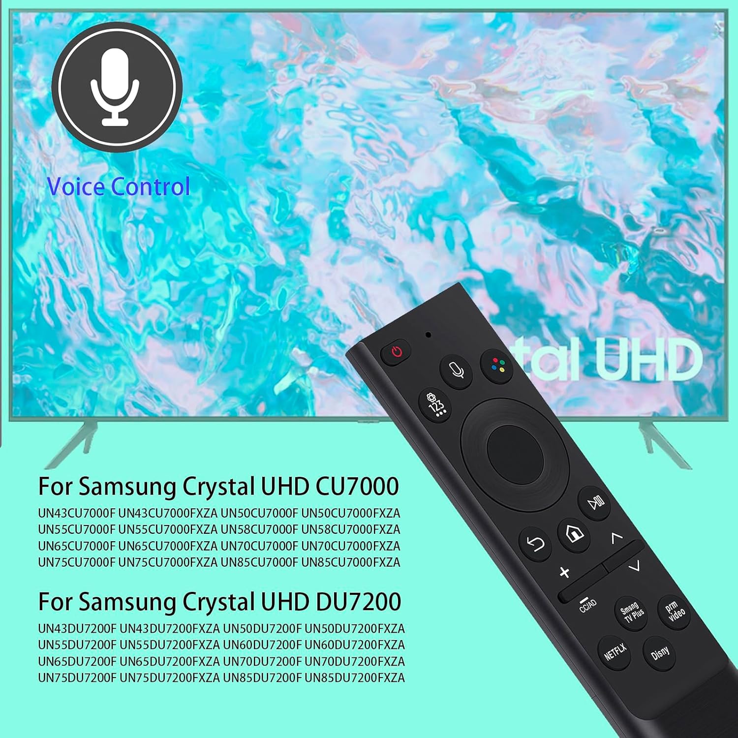 New Replacement Remote Control for Samsung Crystal UHD 4K Smart TV CU7000 DU7200 Series - Image 3