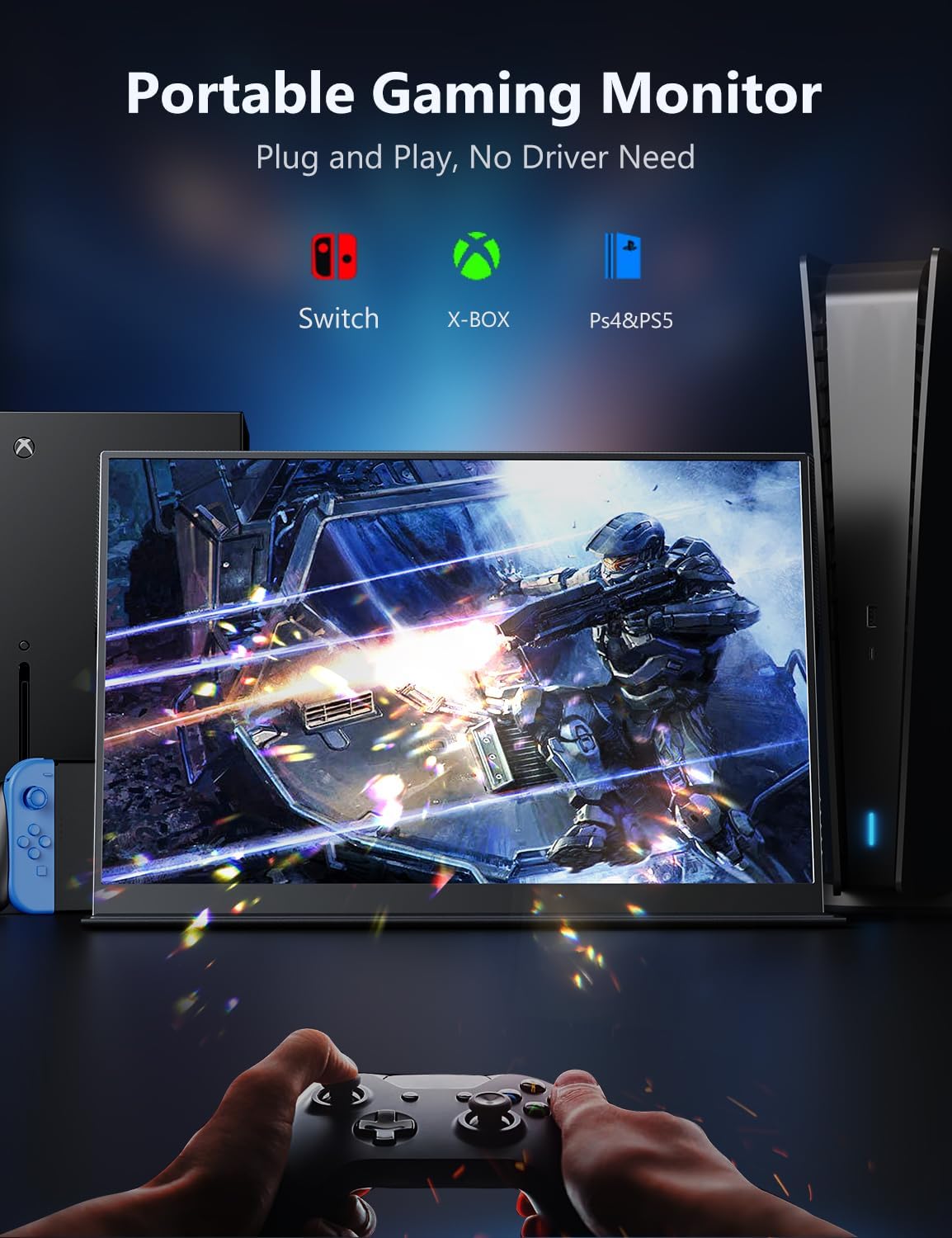 18-Inch 2.5K Portable Gaming Monitor 144Hz IPS Travel Display with Dual USB C HDMI Speakers Smart Cover - Image 3
