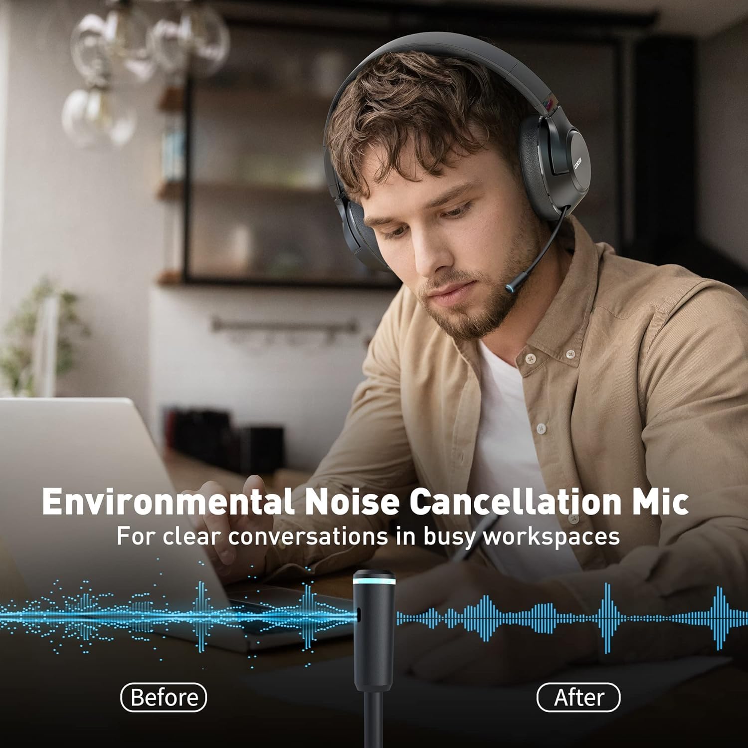 COOSII H300 Wireless Bluetooth Headphones with Noise Cancelling Mic, USB Dongle, Mute, 13-Word Title - Image 2