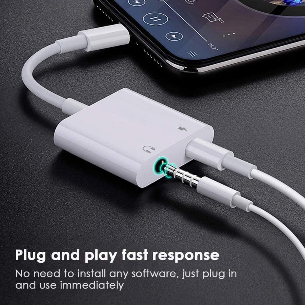2 Pack Apple MFi Certified Lightning to 3.5mm Headphone Adapter with Charger Port for iPhone 14 to 7 Series - Image 5
