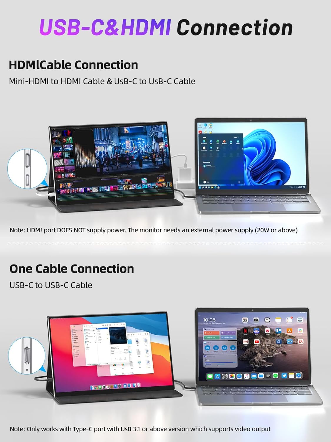 15.6 Inch Portable FHD 1080P Touchscreen Monitor with Protective Case and Built-in Speaker - Image 6