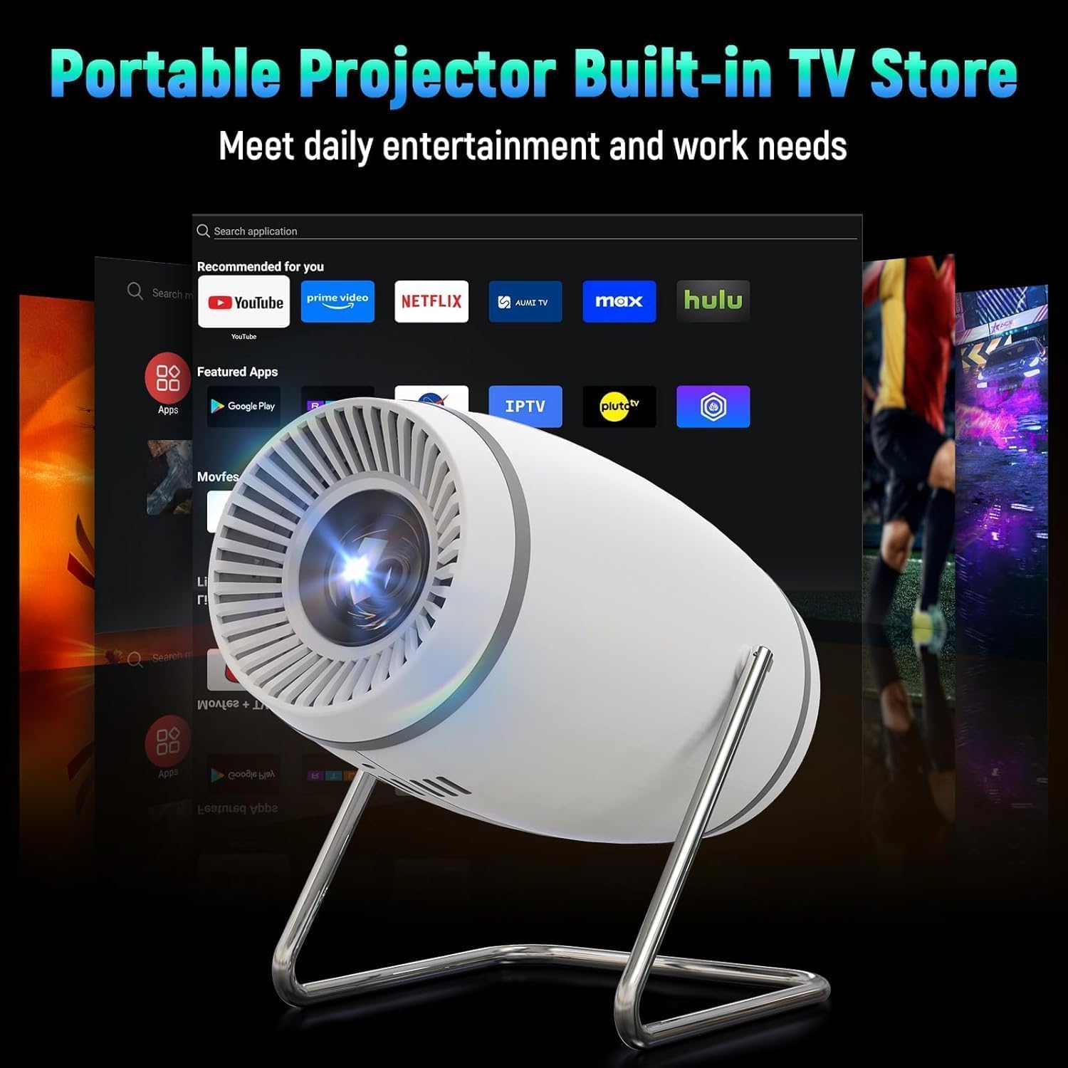 Portable WiFi Bluetooth Mini Projector 4K 1080P Support 130'' Screen Auto Keystone - Image 7