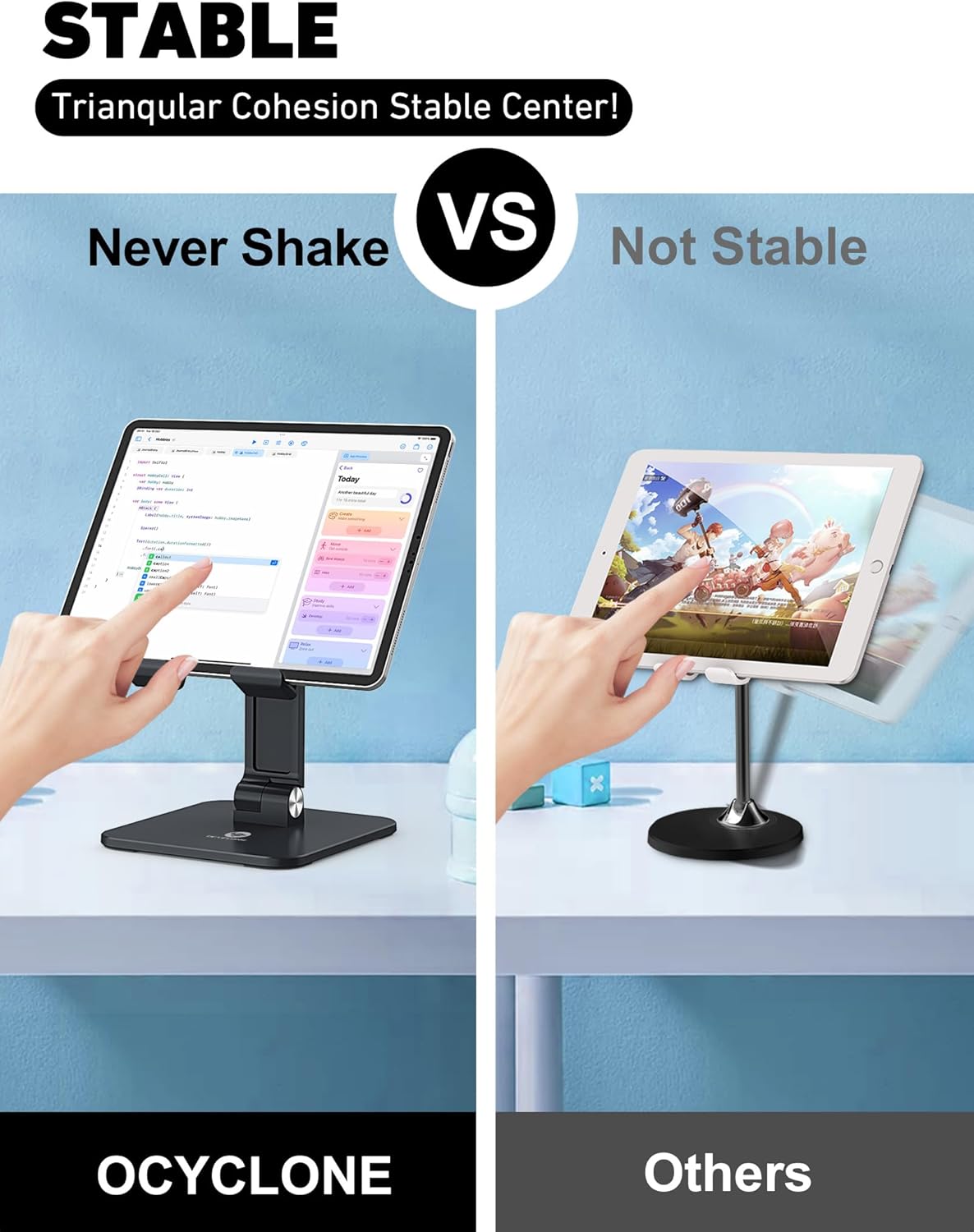 OCYCLONE Foldable Tablet Stand Holder for Desk Black 4-15.6 inch Compatible - Image 5