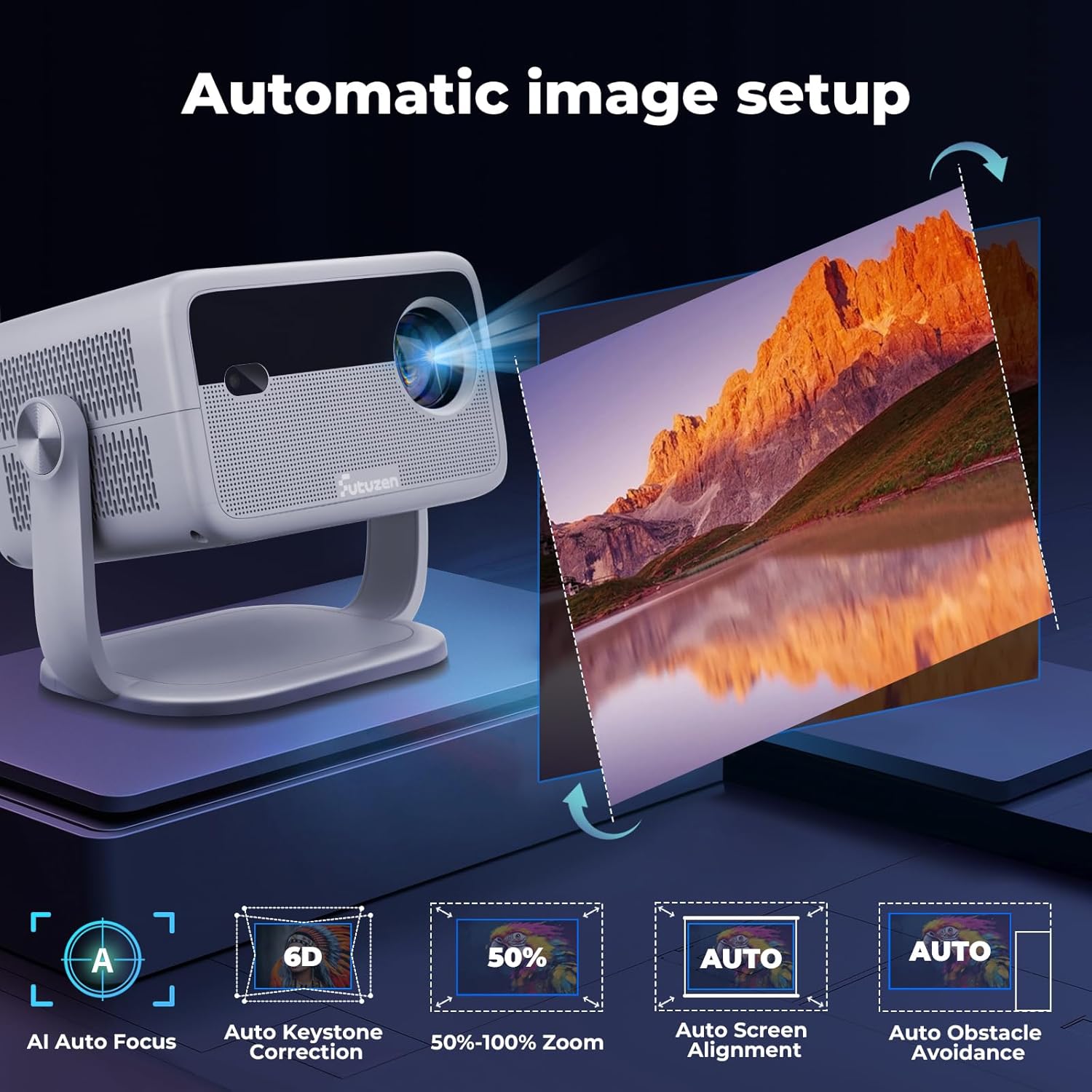 600 ANSI 4K Supported Outdoor Smart Projector Native 1080P WiFi6 Bluetooth 150" Display - Image 2