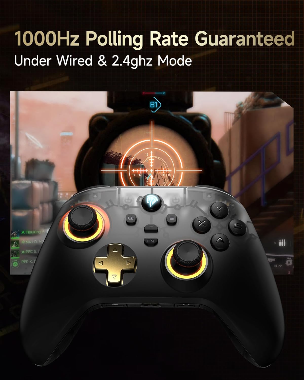 EasySMX D05 Enhanced Wireless Bluetooth Pro Controller for PC Android Steam Switch - Black, 1000mAh Battery - Image 6