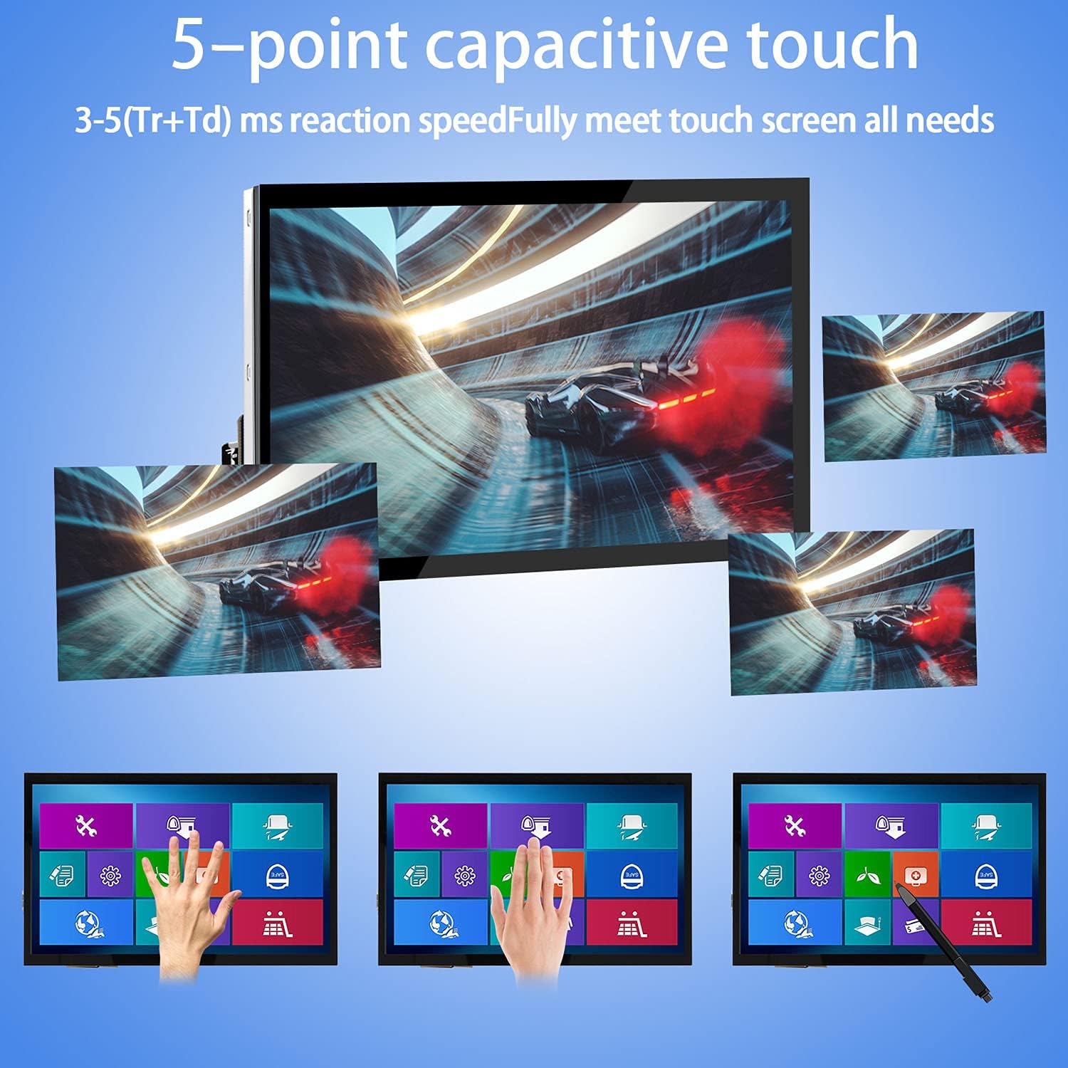10.1 Inch Touchscreen Monitor 1024x600 Portable HDMI IPS Display for Raspberry Pi 5/4/3/2/Zero 16:9 Win11/10/8/7 Free-Driver - Image 2