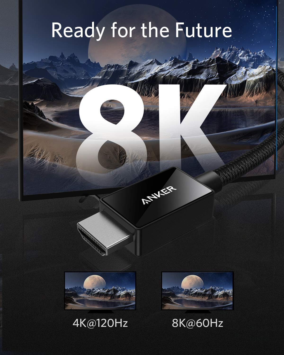 Anker 6.6FT Ultra High Speed HDMI 2.1 Cable Supports 8K@60Hz 4K@120Hz 48Gbps with Dynamic HDR and eARC - Image 3