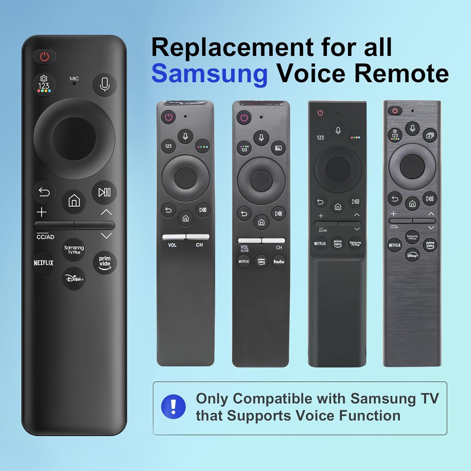 Solar Rechargeable Voice Remote Replacement for Samsung TVs 2023-2024 Series with 4 Shortcut Buttons - Image 2