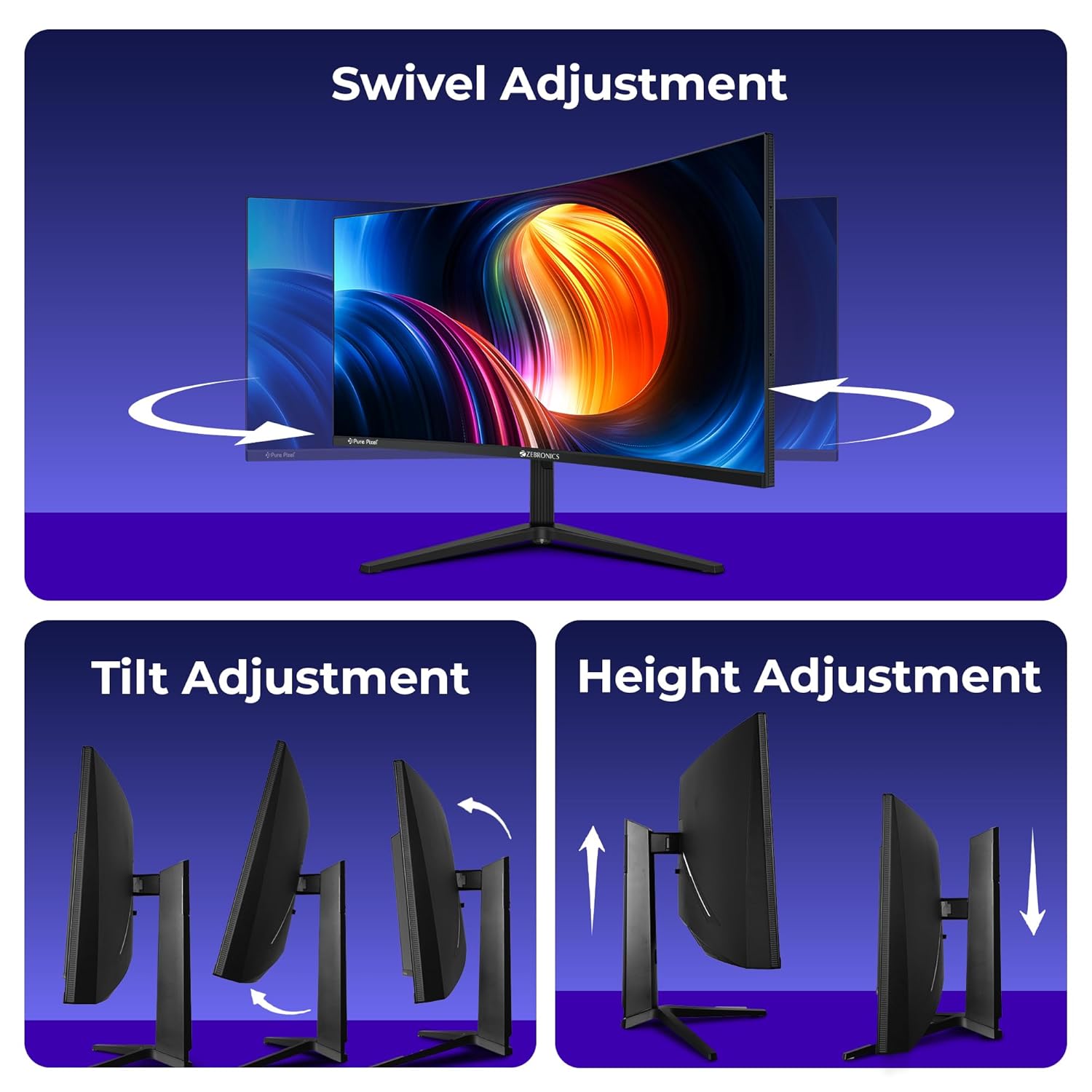 Zebronics N34A 34 Inch 1500R Curved Ultrawide WQHD Gaming Monitor 180Hz 1ms MPRT HDR10 - Image 2