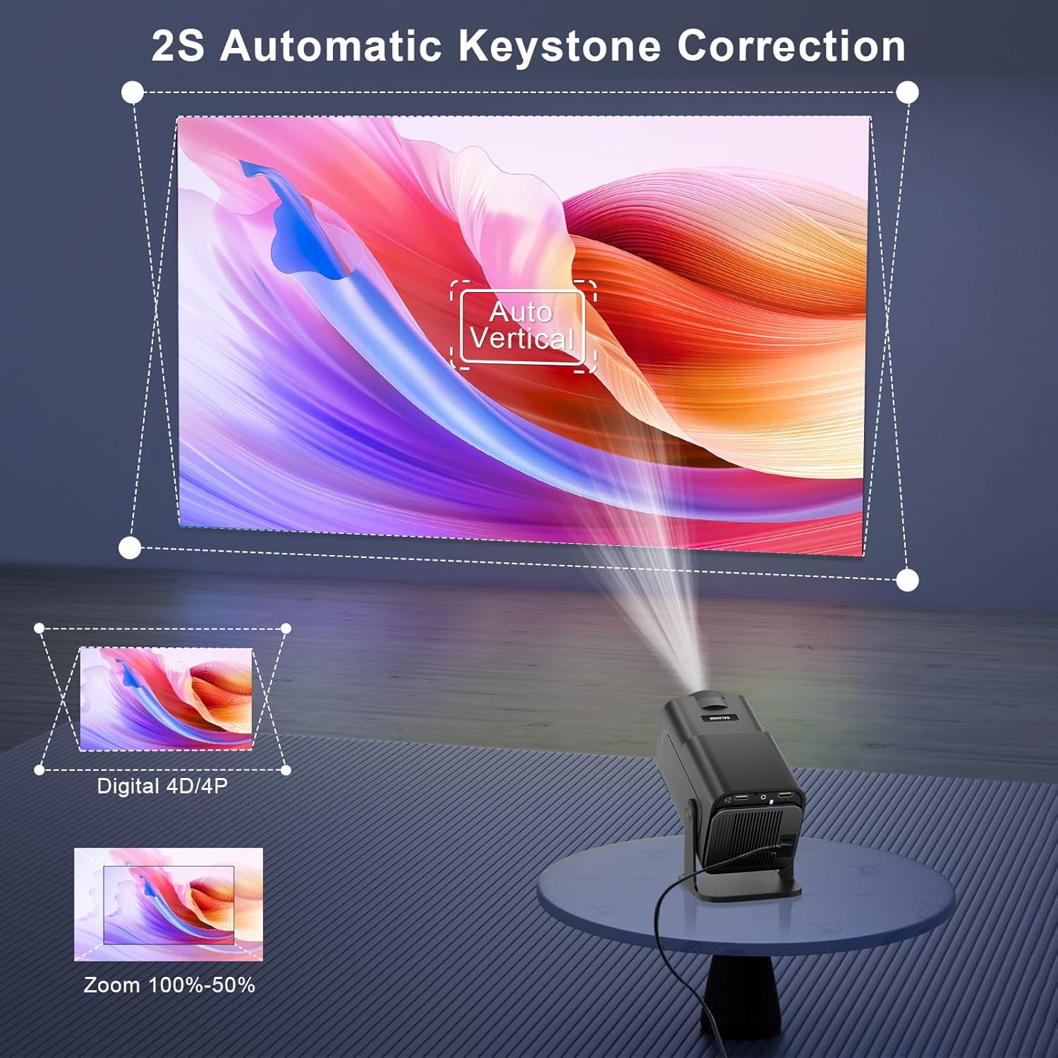 Smart Mini Portable Outdoor HY320 HY300 Projector 4K 1080P Wifi Bluetooth Black - Image 5