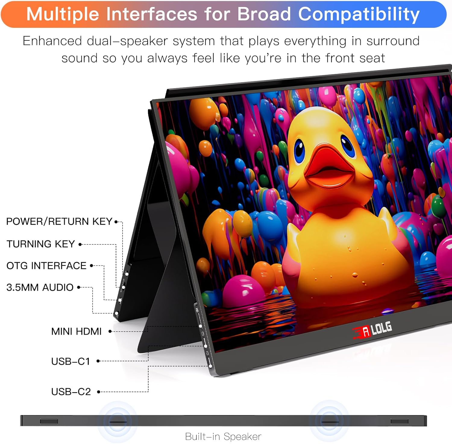13.5 Inch 2K FHD 60Hz Portable Laptop Monitor with HDR IPS Panel and Smart Cover - Image 2