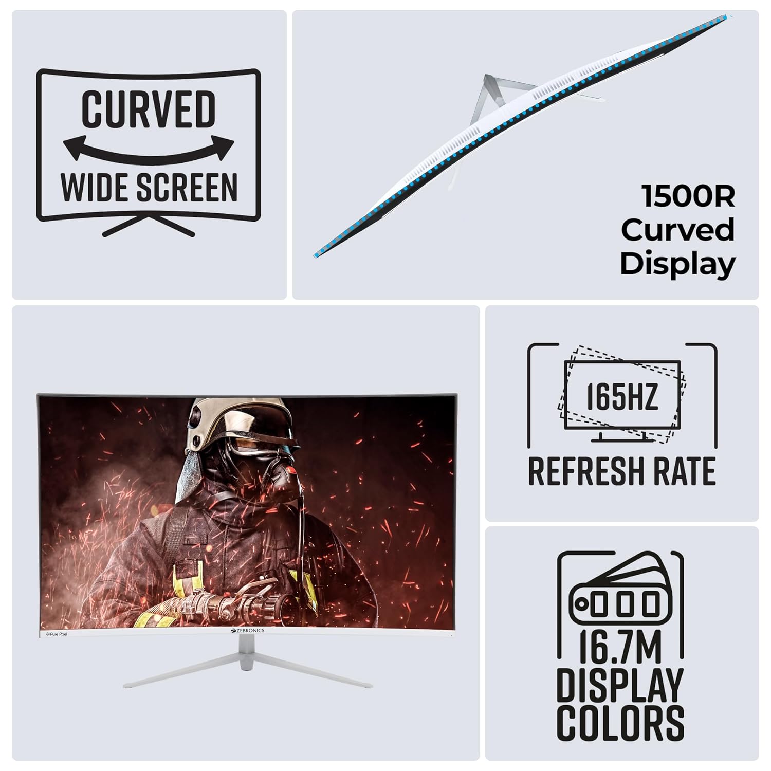 Zebronics AC32FHD 32 Inch 1080p Curved LED Gaming Monitor 165Hz Wall Mountable - Image 7
