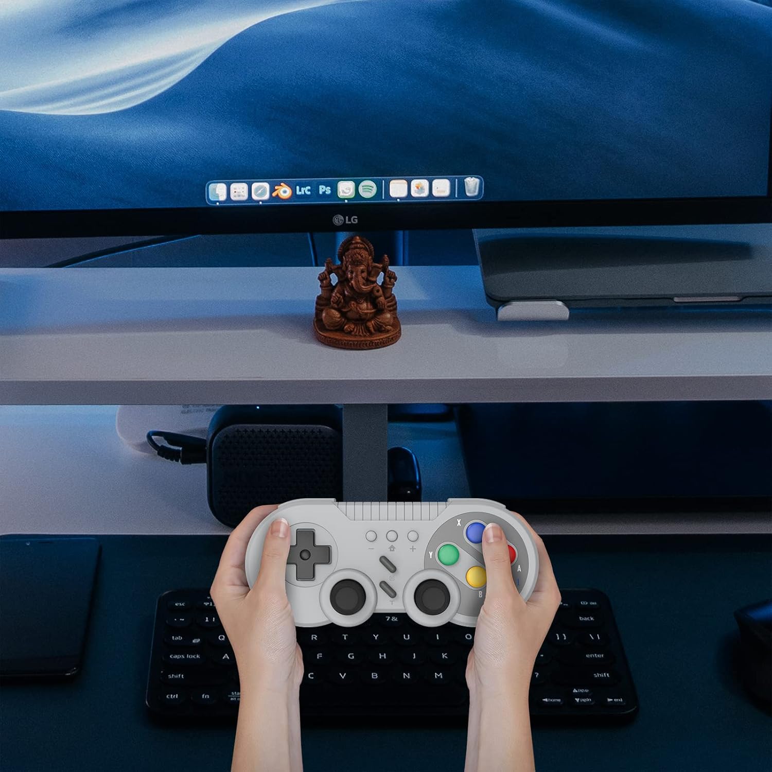 SNES Style Wireless Controller for Switch OLED PC Gray Classic Retro Gaming with Motion Vibration Turbo - Image 7