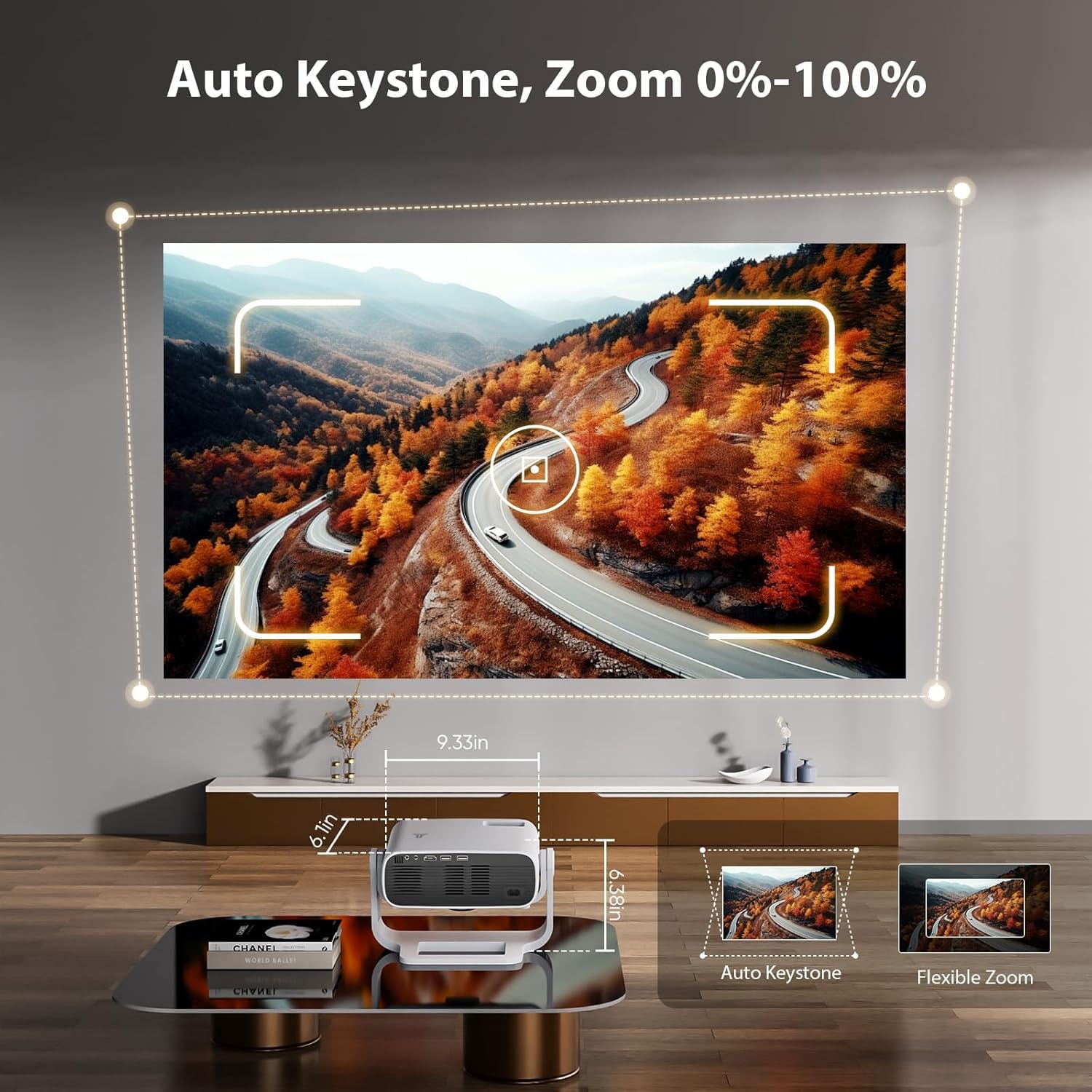 2025 Smart WiFi 6 Bluetooth Mini Portable Projector Native 1080P 4K Support Grey - Image 6