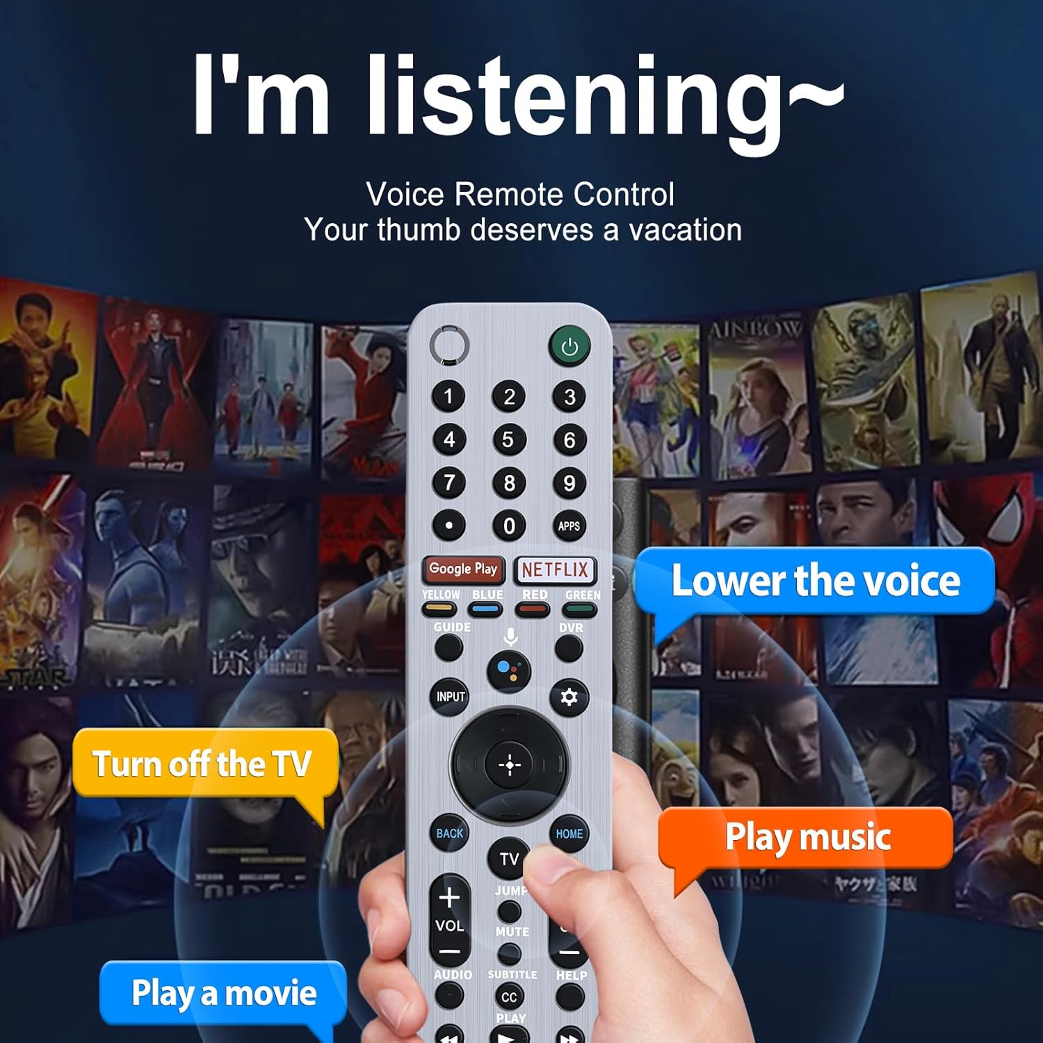 Sony RMF-TX600U Voice Replacement Remote Control for XBR KD XR Series Smart TVs - Image 3