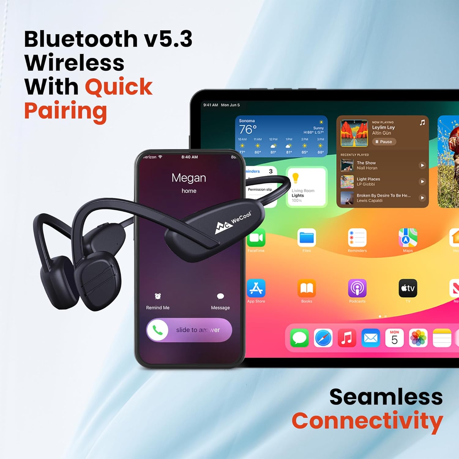Wecool Moonwalk M2 Open Ear Bone Conduction Headphones V5.3 Bluetooth IPX6 Water Resistant - Image 7