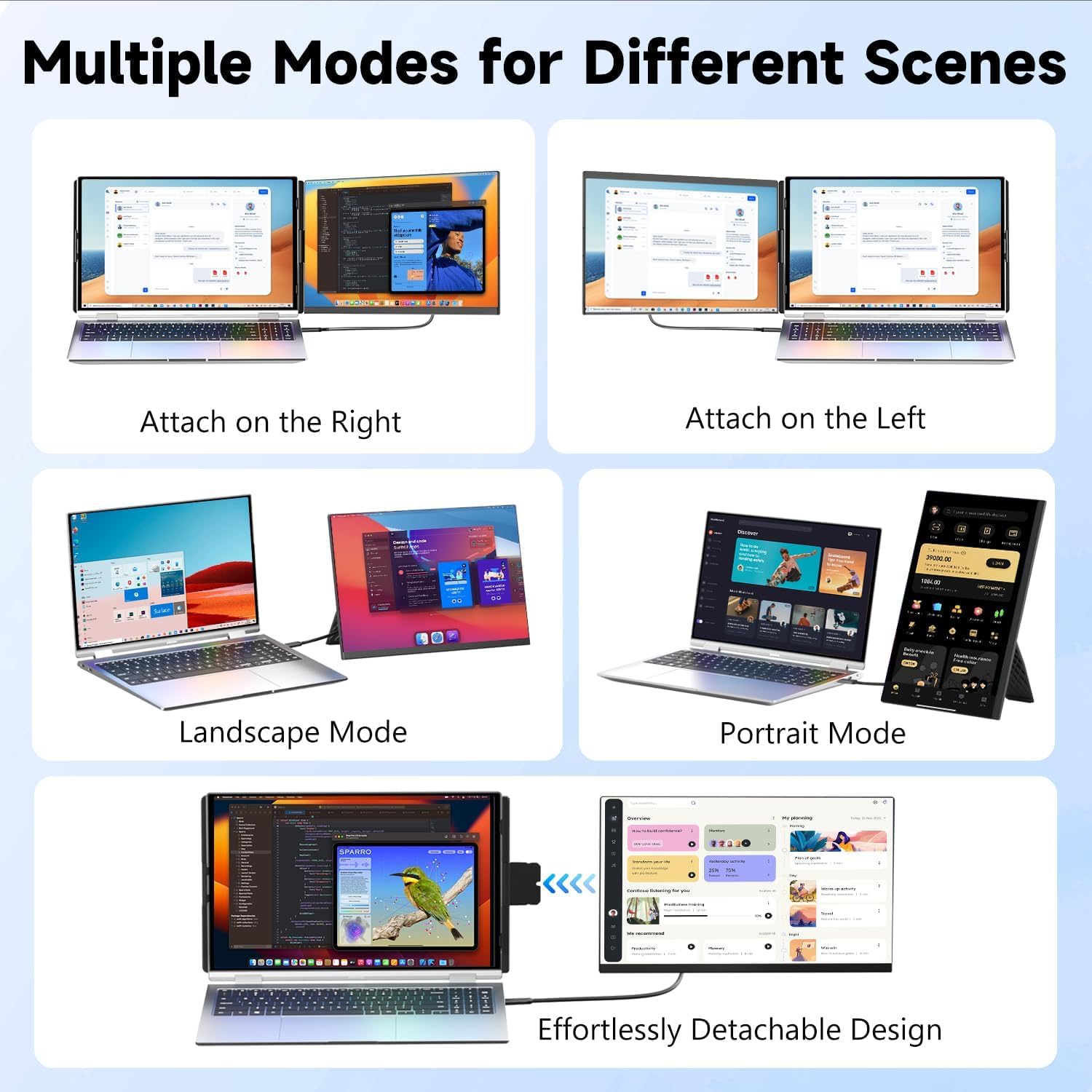 15.6 Inch FHD 1080P IPS Detachable Laptop Screen Extender for Laptops 13-17.3" - Image 4