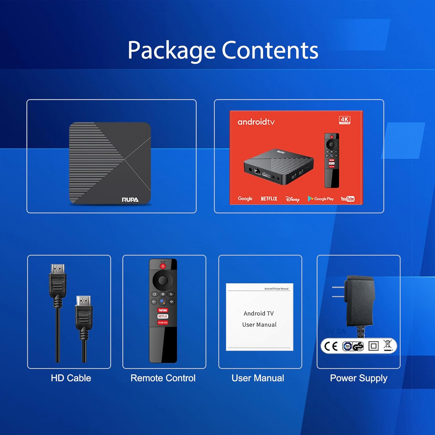 RUPA Android TV Box 13.0 8K HDR10+ 4GB RAM 32GB ROM Dual WiFi 6 BT5.0 Voice Remote - Image 8
