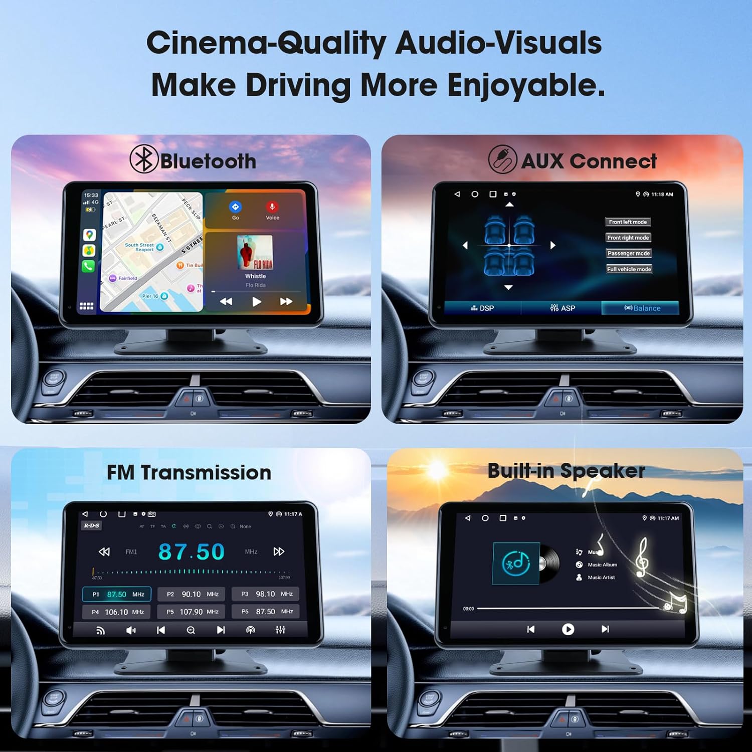 7 Inch Portable Wireless CarPlay Android Auto Car Stereo with HD Touch Screen Backup Camera Universal Fit - Image 3