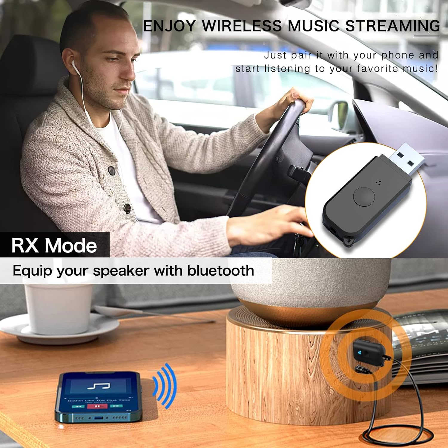 2-in-1 Bluetooth V5.3 Transmitter Receiver USB Adapter Wireless Audio for TV Headphones Low Latency - Image 3