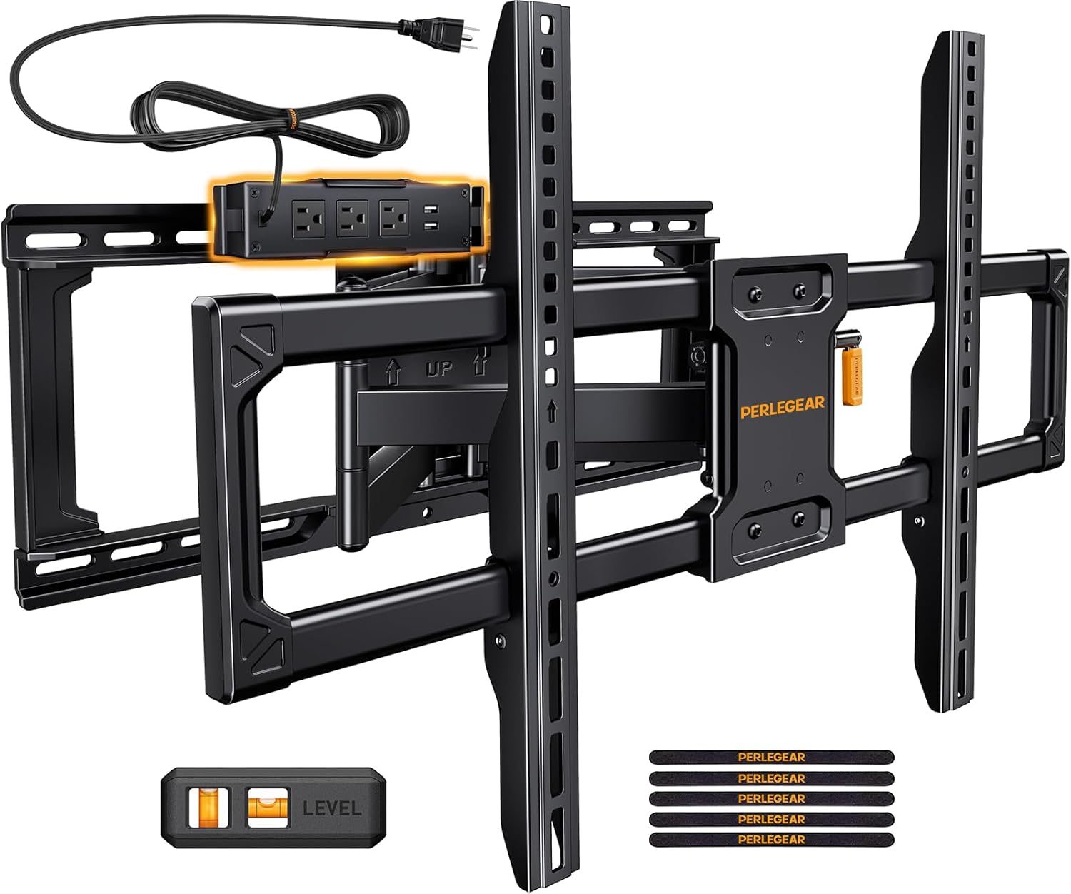 Perlegear Full Motion TV Wall Mount for 42-90 Inch TVs, 150 lbs Capacity, Swivel Tilt Extension, Max VESA 600x400mm, Wood Stud Mount - Image 8