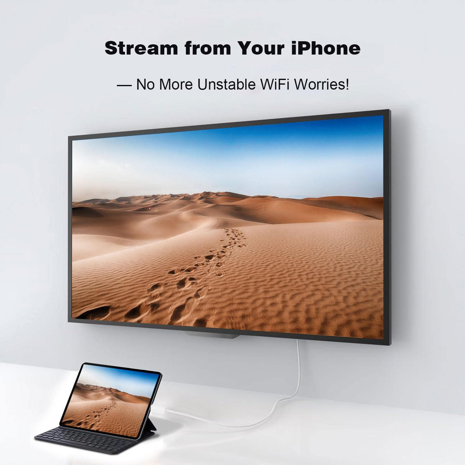 MFi Certified 6.6ft HDMI Cable for iPhone and iPad, 1080P HD Sync Video and Sound, Plug and Play - Image 4