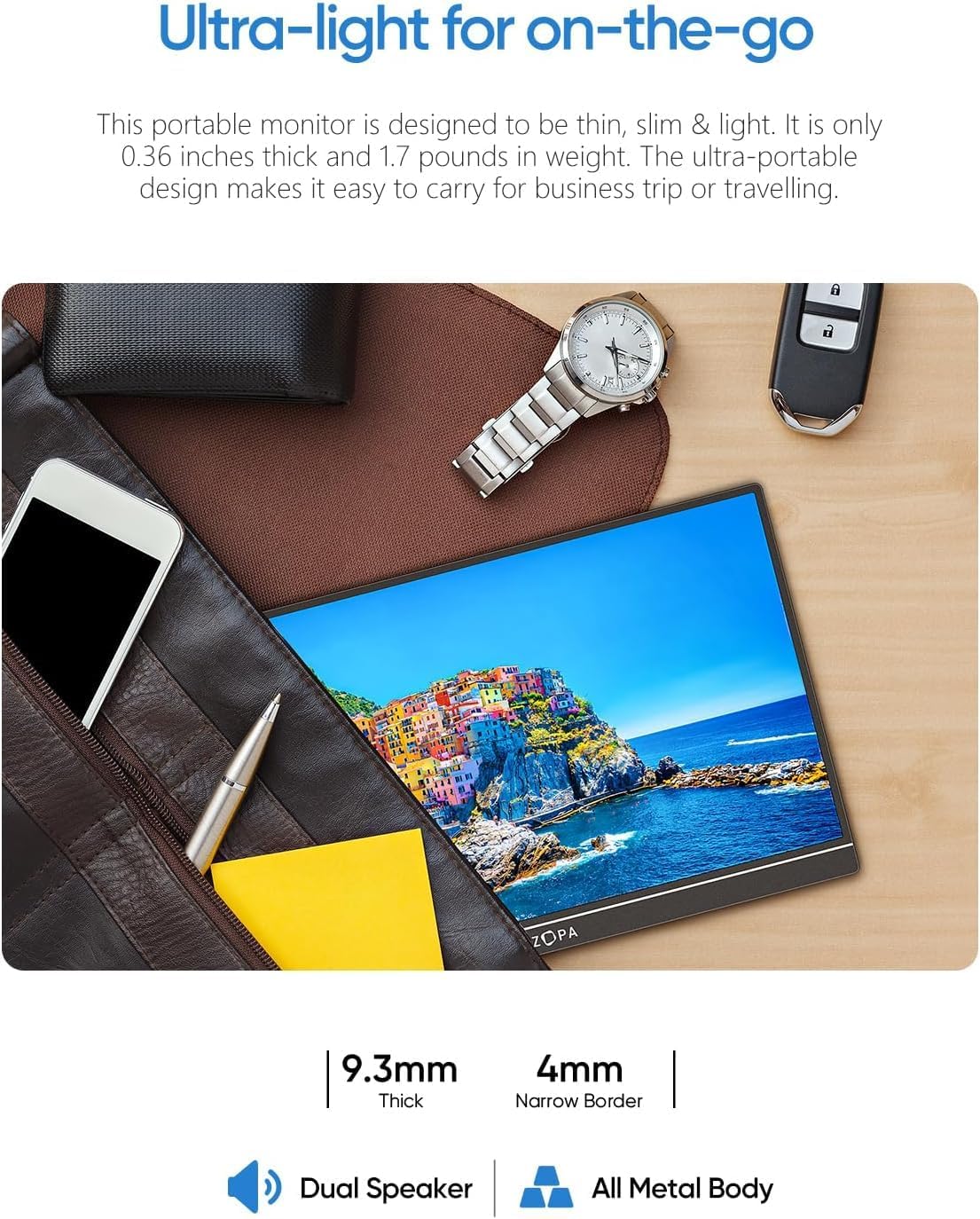 ARZOPA 16.1 Inch 144Hz FHD 1080P Portable Gaming Monitor with Speaker, Slim Design, Eye Care, HDR, USB C HDMI - Image 5