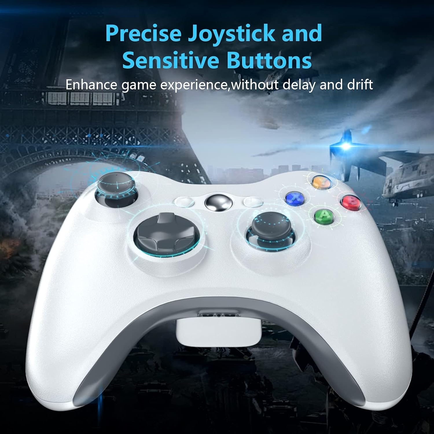 White 2.4GHZ Wireless Controller for Xbox 360 and PC Windows 7-10 with Receiver - Image 6