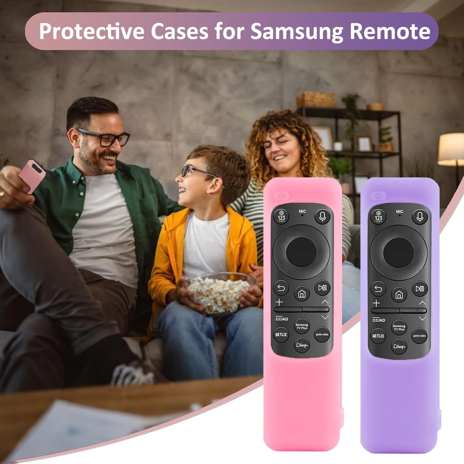 2 Pack Glow Purple & Pink Silicone Remote Covers for Samsung Smart TV BN59-01432J 01432A 01432B - Image 7