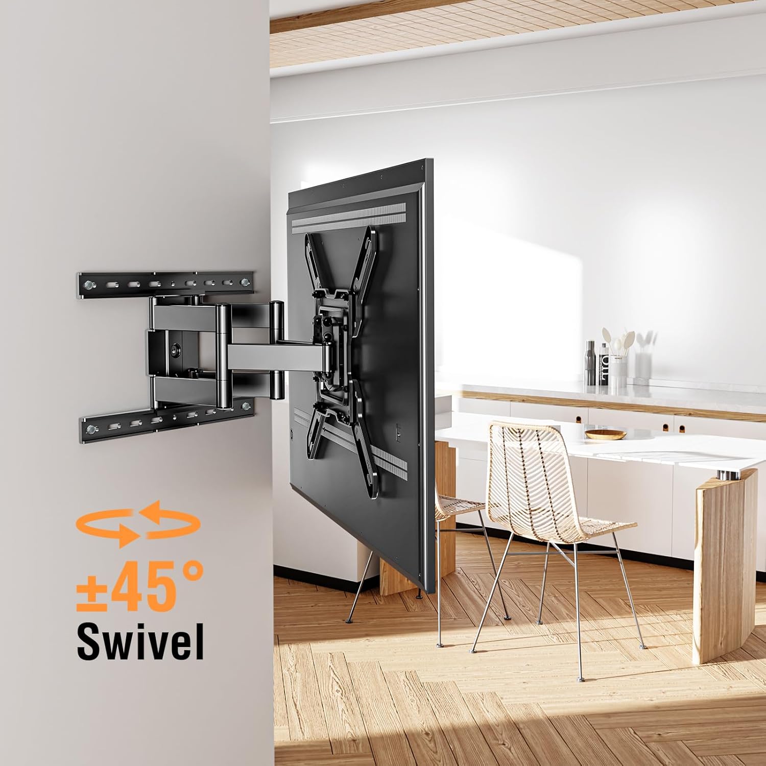 ELIVED Ultra Slim Full Motion TV Wall Mount 26-60 Inch, 88 lbs Capacity, Swivel Tilt - Image 8