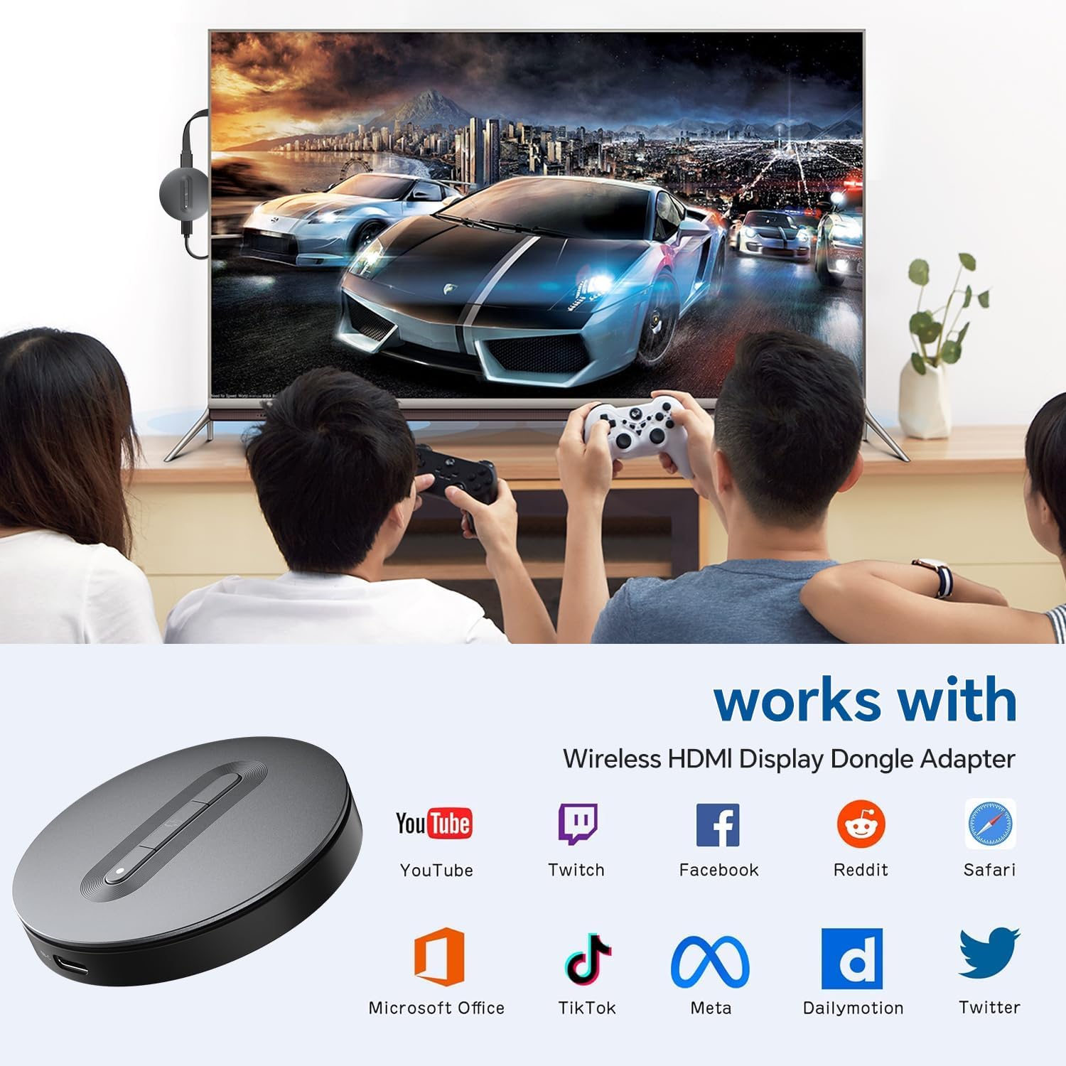 1080p Wireless HDMI Streaming Dongle Adapter for Seamless Screen Mirroring - Image 2