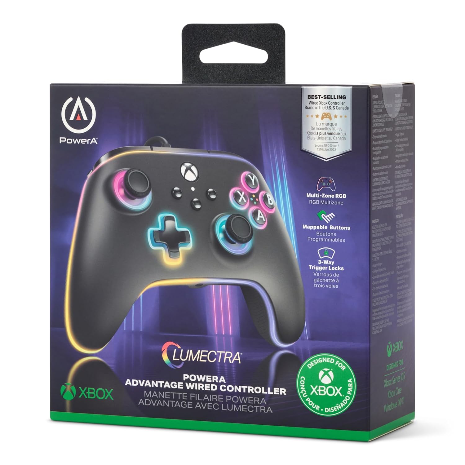 PowerA Advantage Wired Controller for Xbox Series X|S Lumectra Black 10ft Cable - Image 9