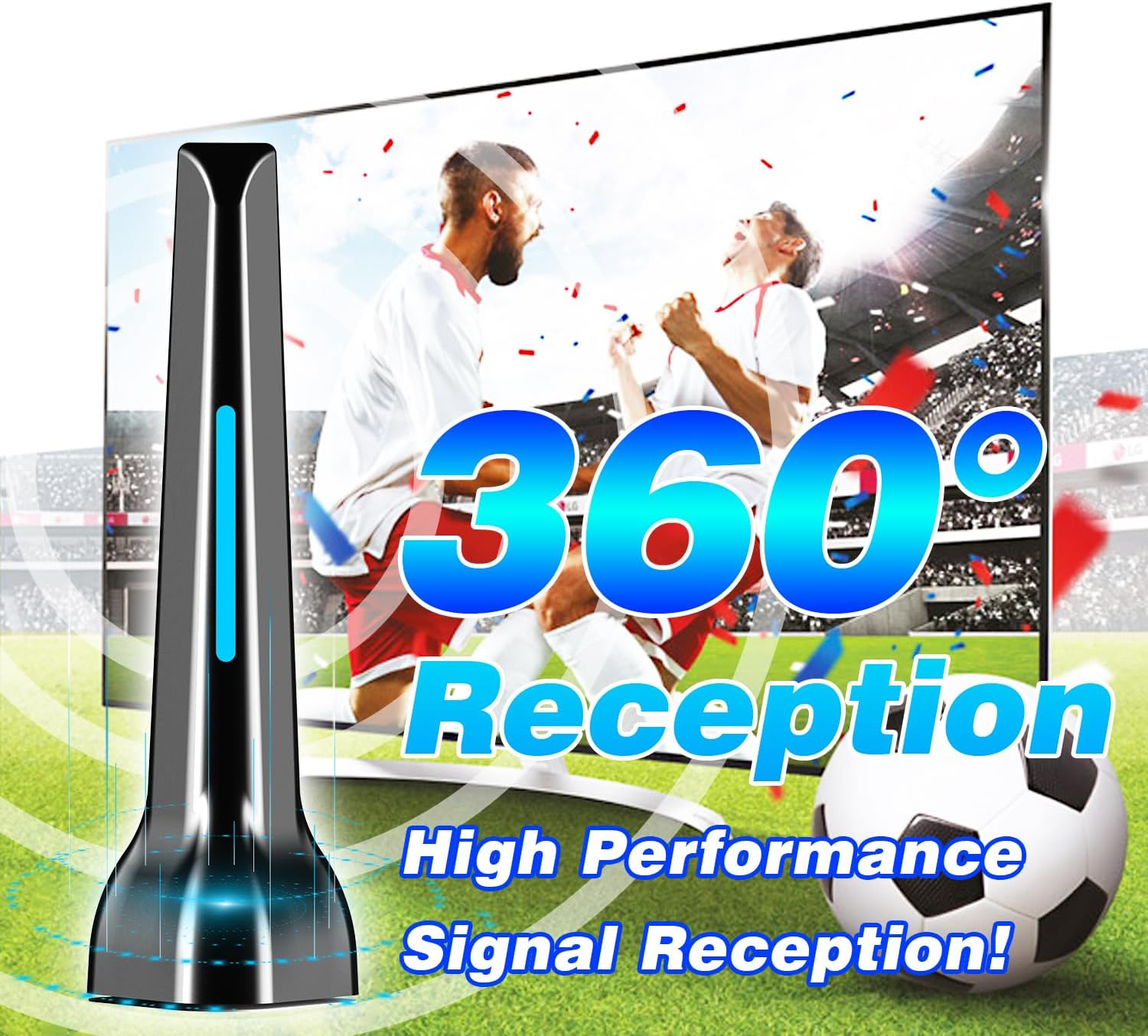 2025 Upgraded Smart TV Indoor HDTV Antenna Long Range 360° Reception 4K 1080p - Image 4