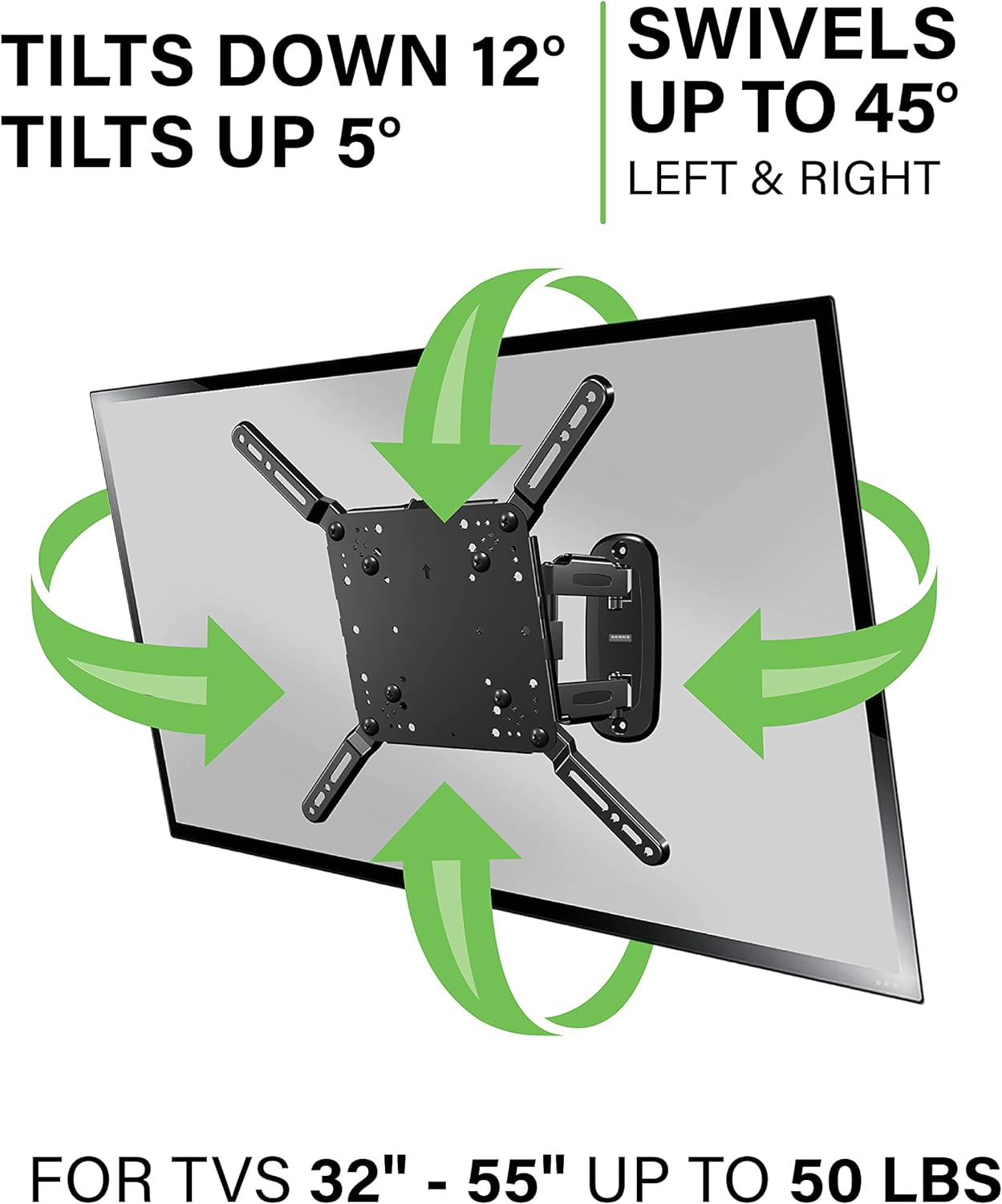 Universal Full-Motion TV Wall Mount for TVs Up to 55 Inches Compatible with Fire TVs - Image 4