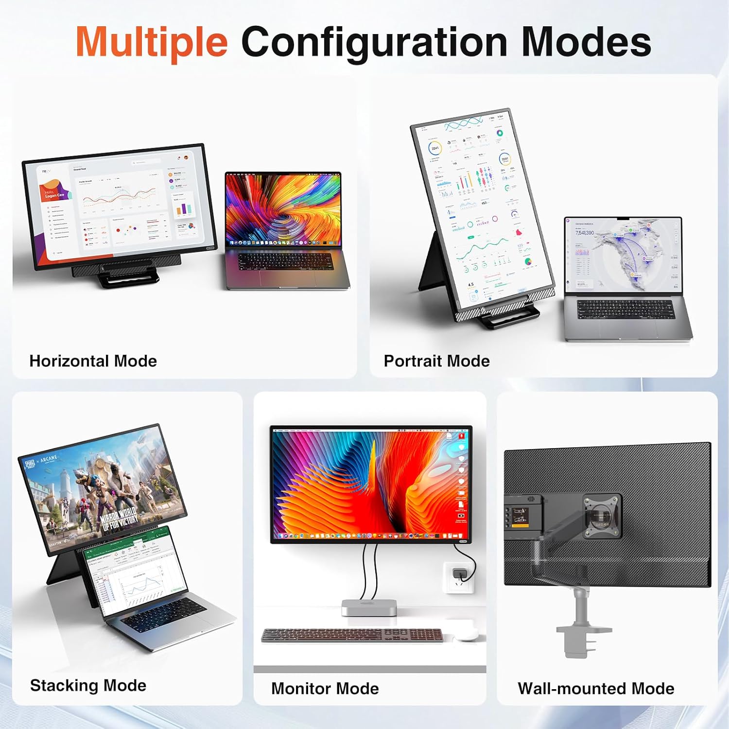 23.8 Inch 1080p FHD 100Hz IPS Portable Gaming Monitor with Built-in Speakers and VESA Mount - Image 3