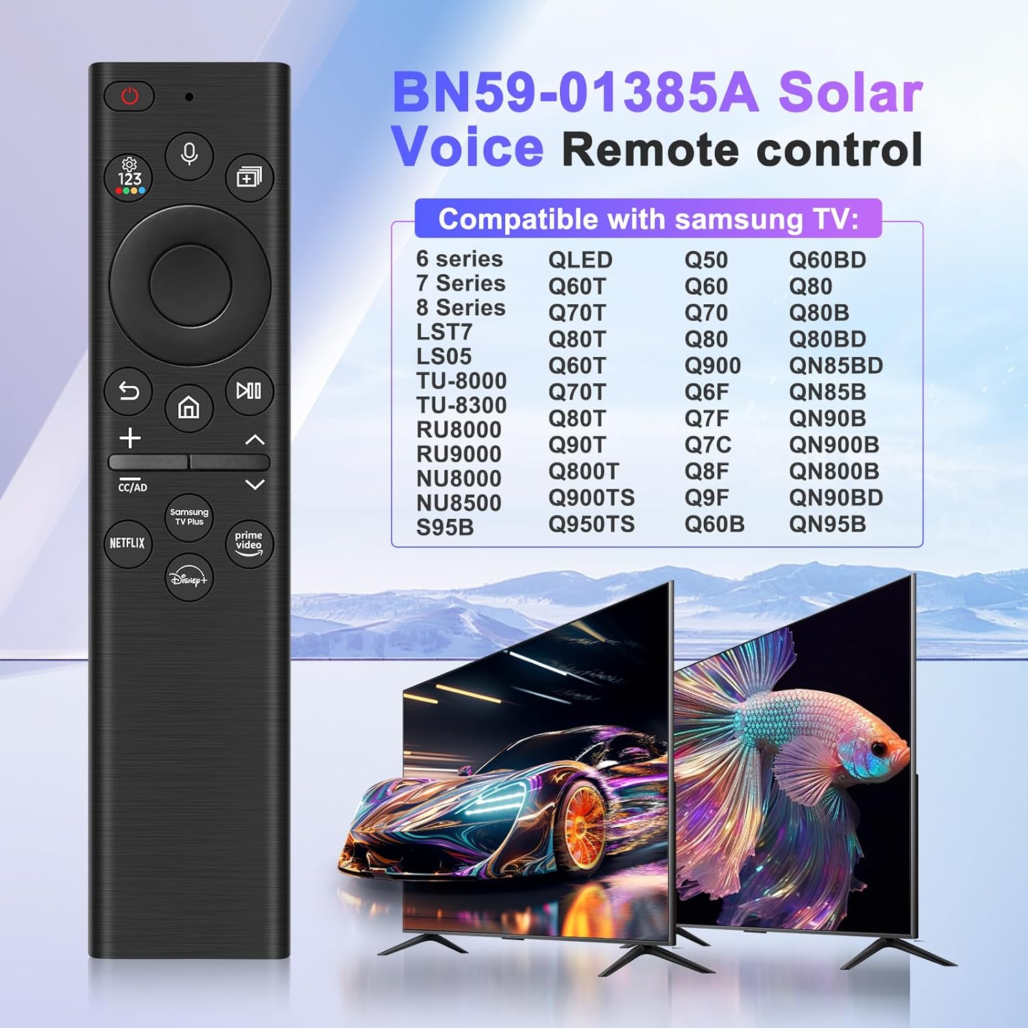 Voice Solar Replacement Remote for Samsung Smart TV Frame Crystal UHD Neo QLED 4K 8K 2018-2024 - Image 2