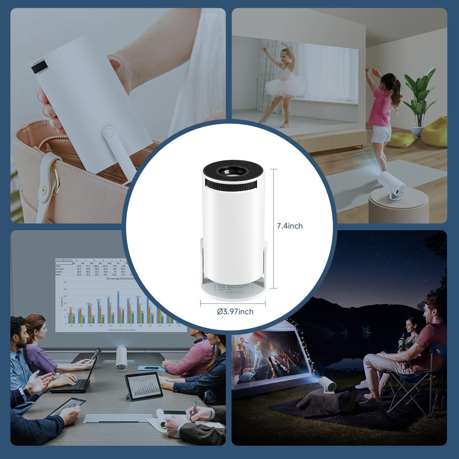 Android 11 1080P Home Theater Projector 300 ANSI 4K Support 30-130 Inch Display - Image 6