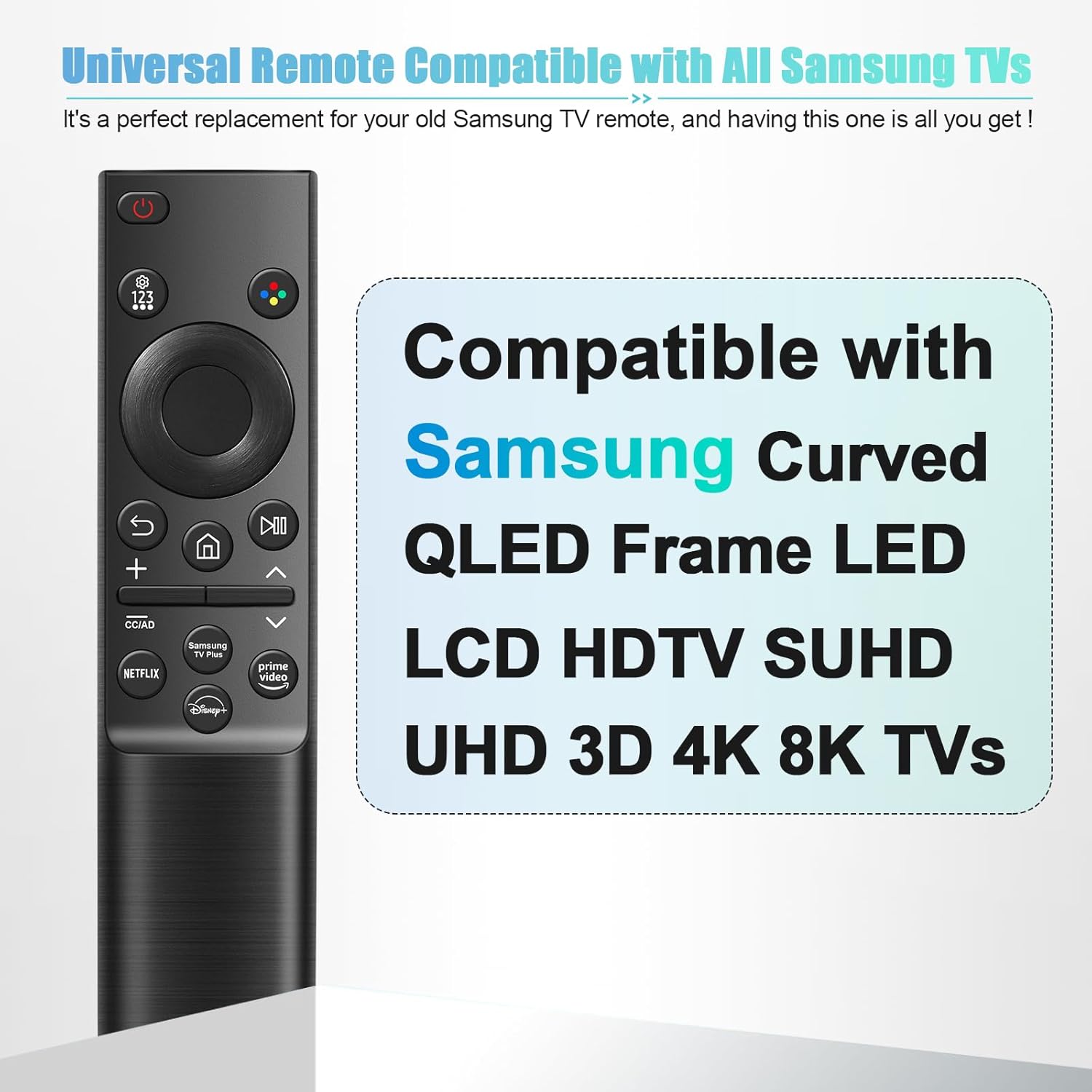 Smart TV Replacement Remote for Samsung 2019-2025 Curved QLED 4K 8K TVs - Image 2