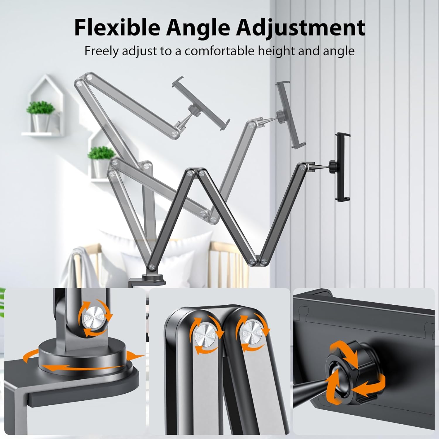 Adjustable Aluminum Alloy Desk Tablet Stand Holder Mount 13-inch Compatible iPad Pro Air Mini - Image 2