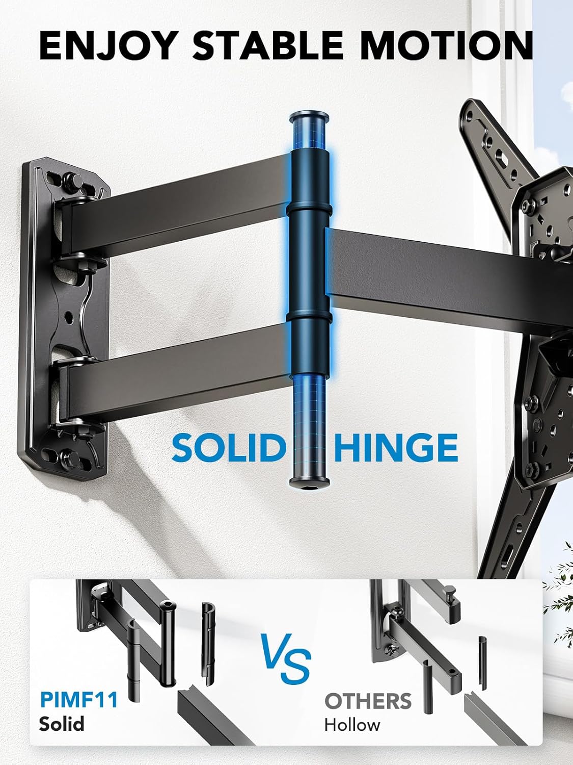Pipishell Full Motion Articulating TV Wall Mount for 26-60 Inch TVs, Single Stud, Swivel Tilt Extension, 77 lbs Capacity, Max VESA 400x400mm - Image 3