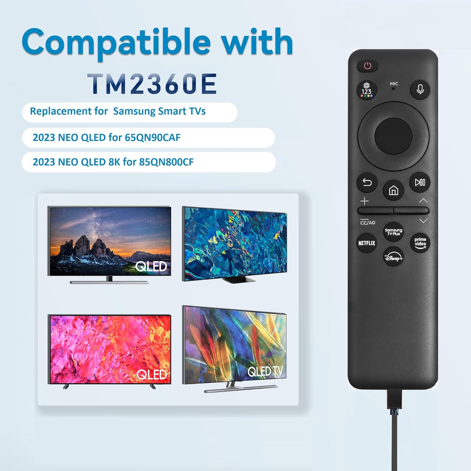 New 2023 TM2360E Rechargeable Voice Remote for Samsung Neo QLED 8K Smart TVs (BN59-01432A) - Image 5