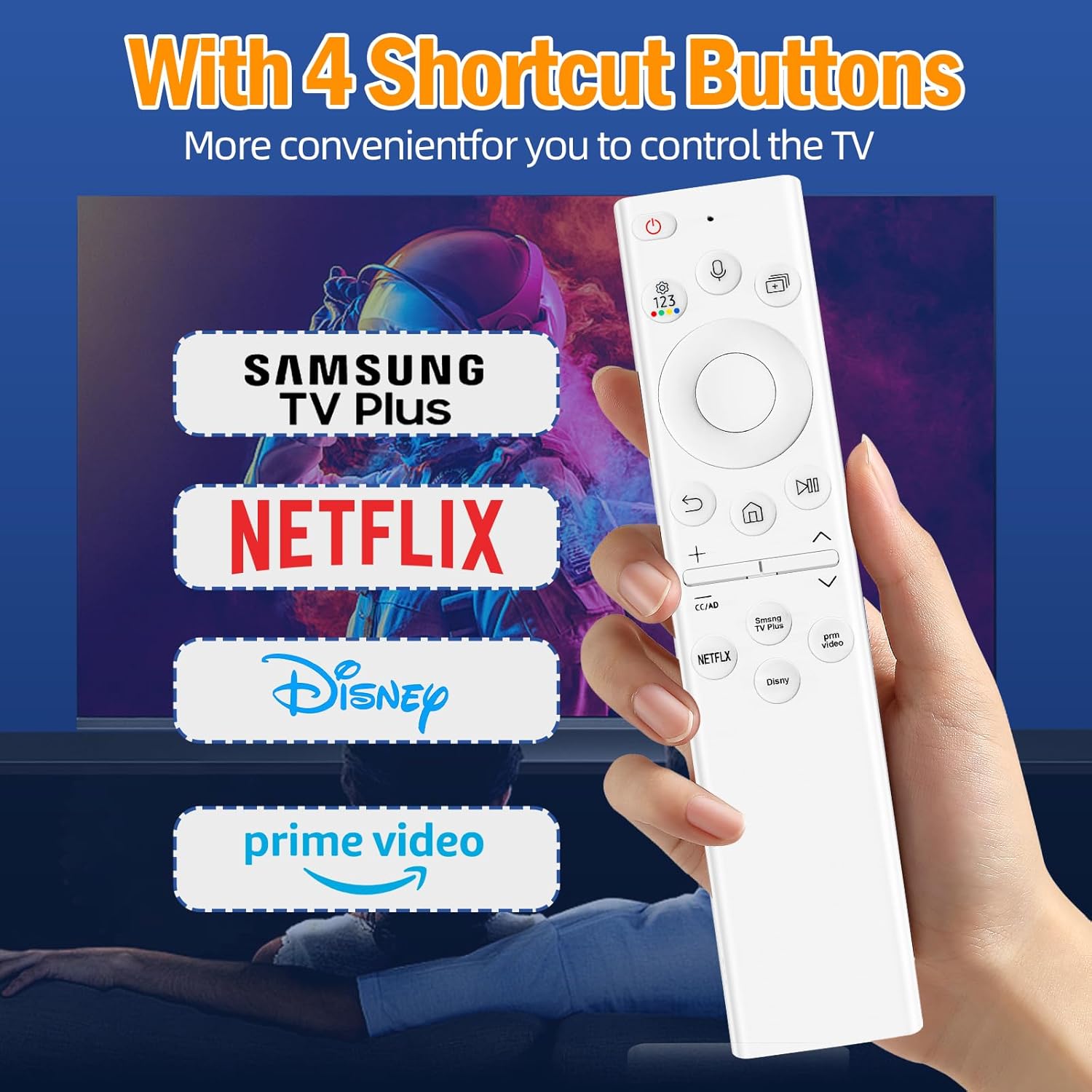 Solar Voice Replacement Remote Control for Samsung Crystal QLED 4K 8K Smart TVs White - Image 6