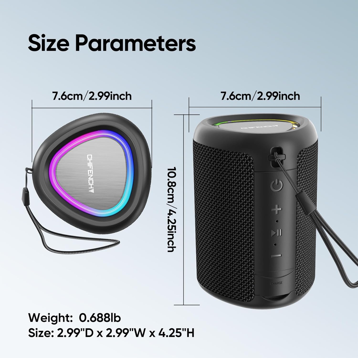 Portable Bluetooth Speaker with Lights, Crystal Clear Sound, IPX5 Waterproof, 20-Hour Playtime, Small Wireless Outdoor Speaker - Image 8