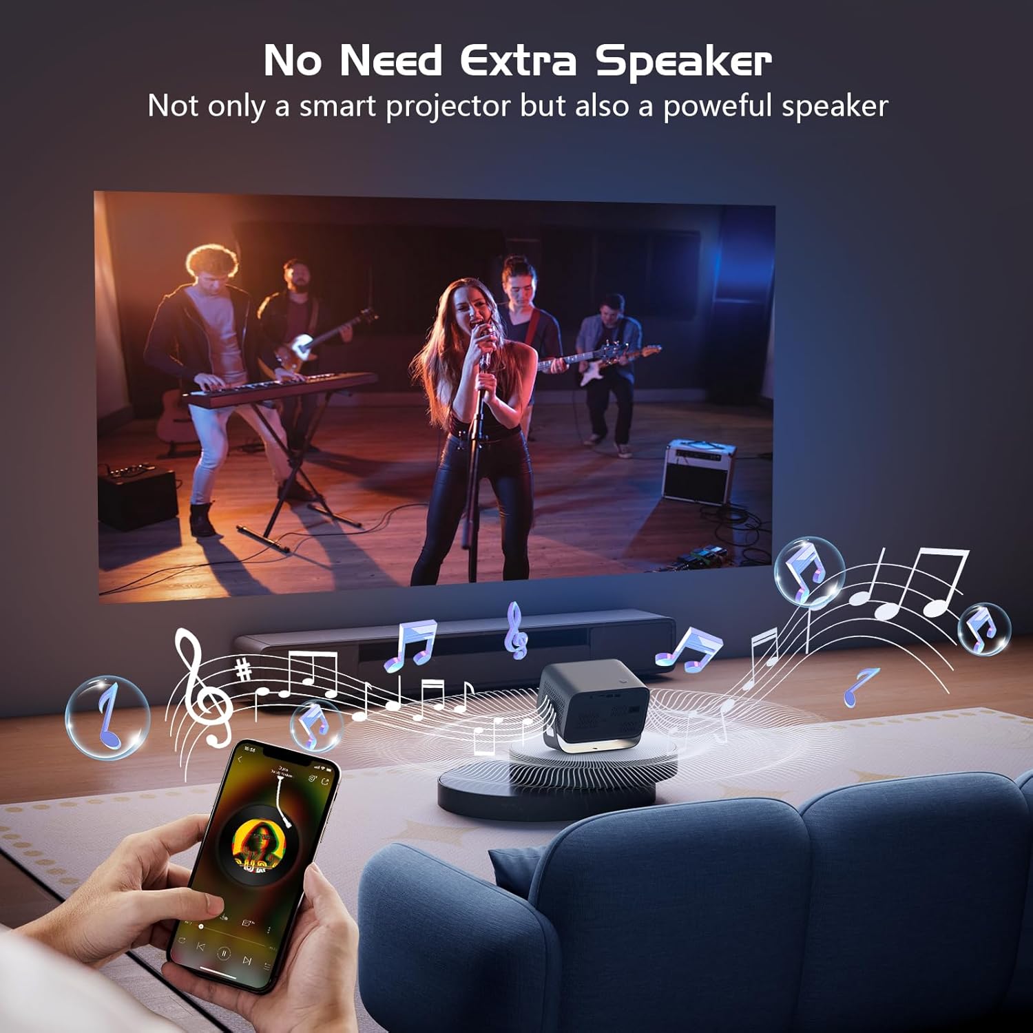 Portable 4K WiFi Bluetooth Movie Projector 200 ANSI with Auto Focus Keystone 360° Rotation - Image 6